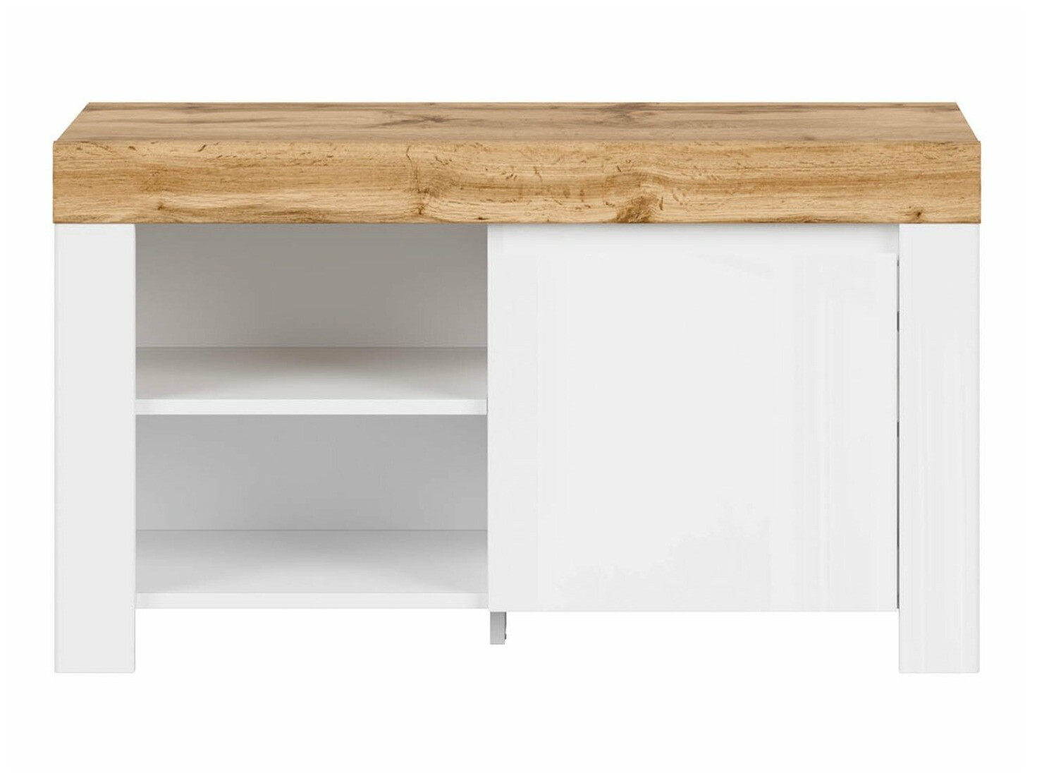 Schoenenkast Sonsoru 118 (Wit + Glanzend wit + Wotan eik)