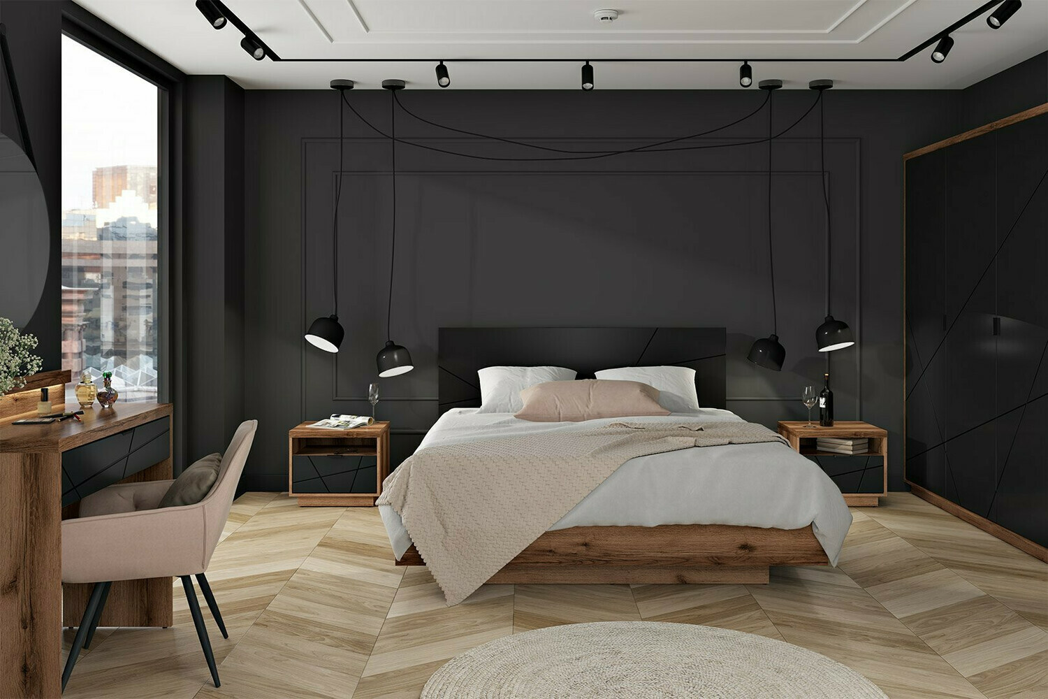 Bureau Fivale 120 (Donker delano-eik + Matzwart)