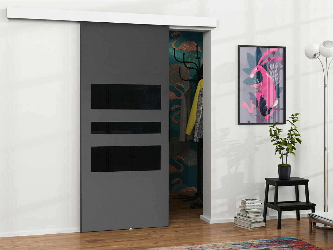 Schuifdeuren Dover 139 (Antraciet + Zwart)