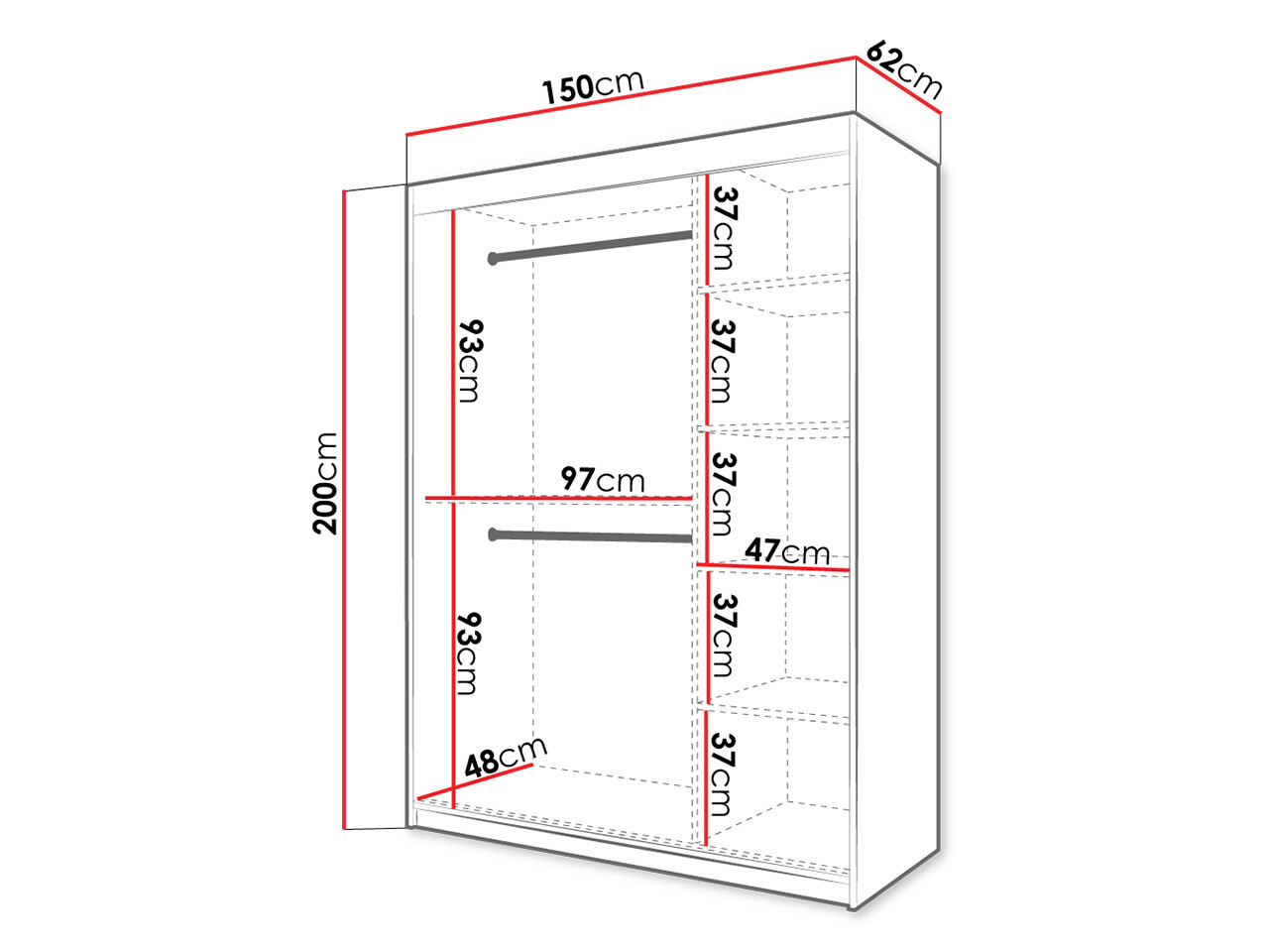 Kledingkast Hartford 480 (Wit)