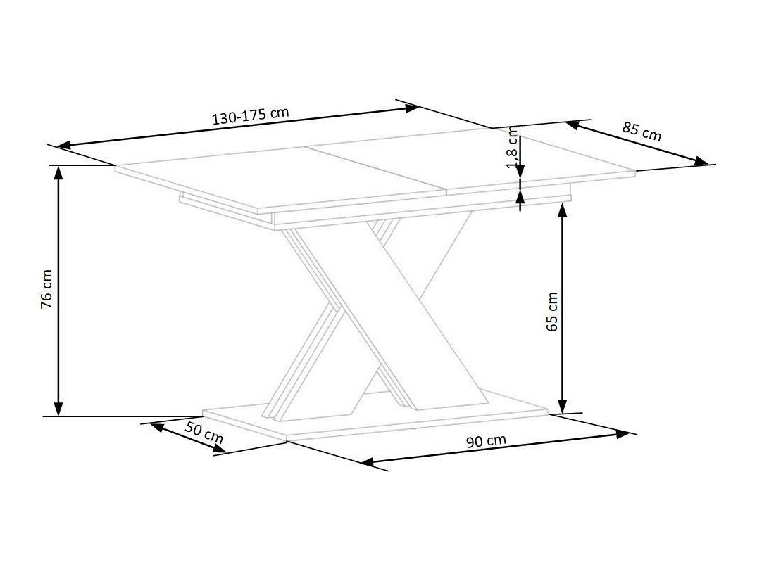 Tafel Houston 1724 (Zwart + Wotan eik)