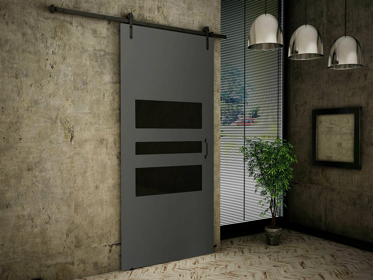 Schuifdeur Dover 162 (Antraciet + Zwart)