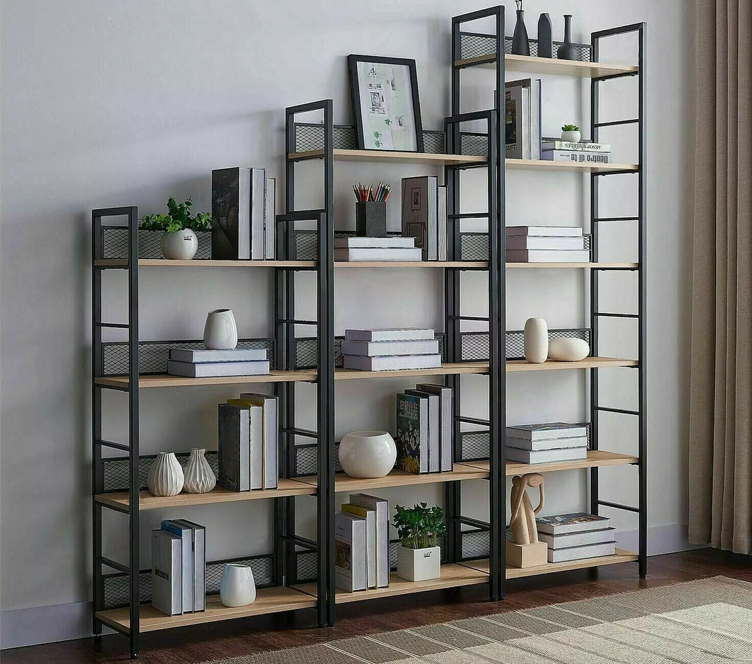 Boekenkast Detroit 186 (Zwart + Eiken)