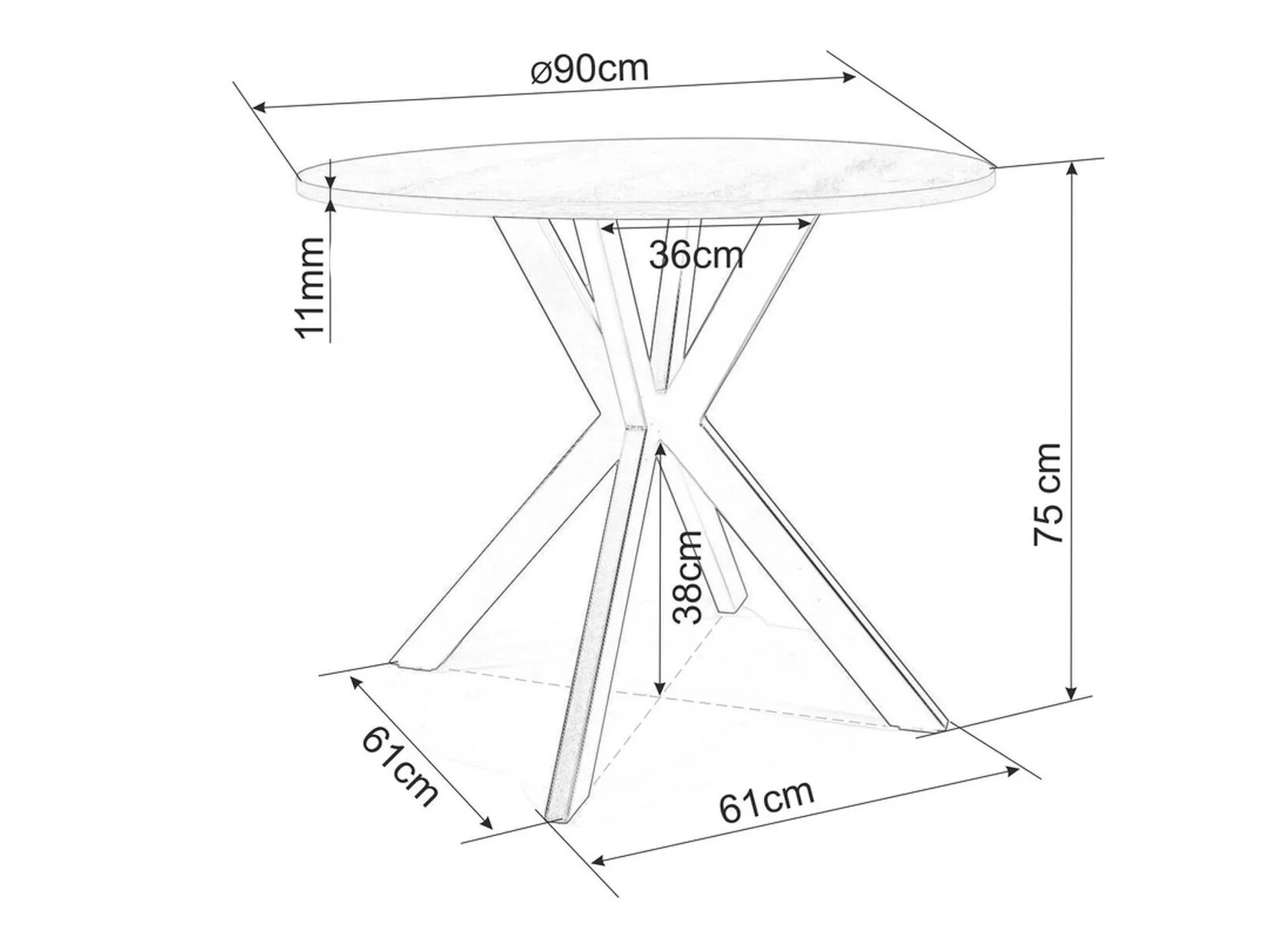 Tafel Detroit 271 (Grijs marmer)