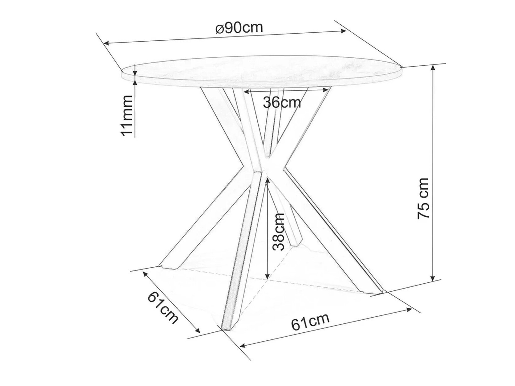 Tafel Detroit 271 (Wit marmer)