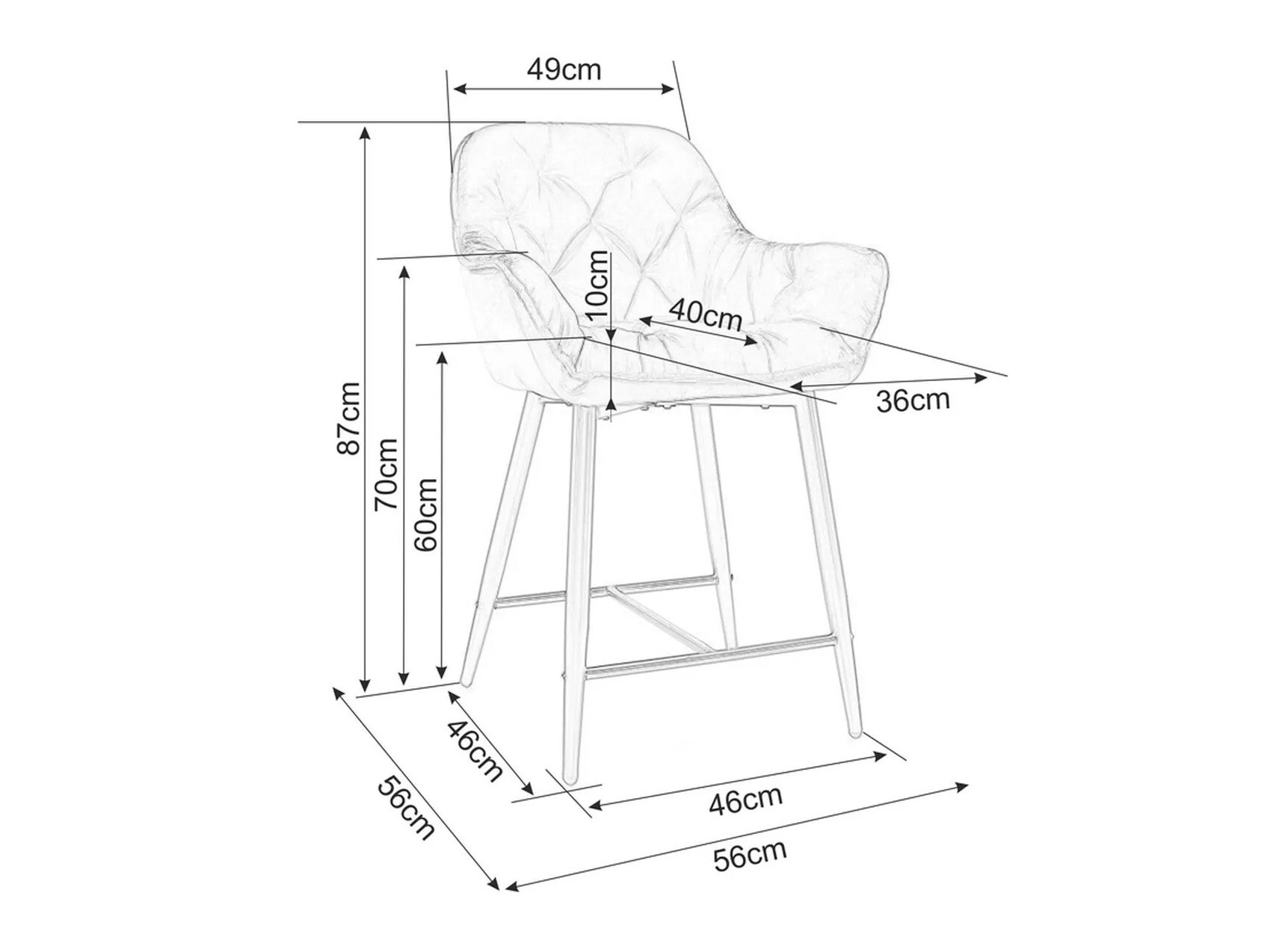Counterstoel Detroit 362 (Zwart)
