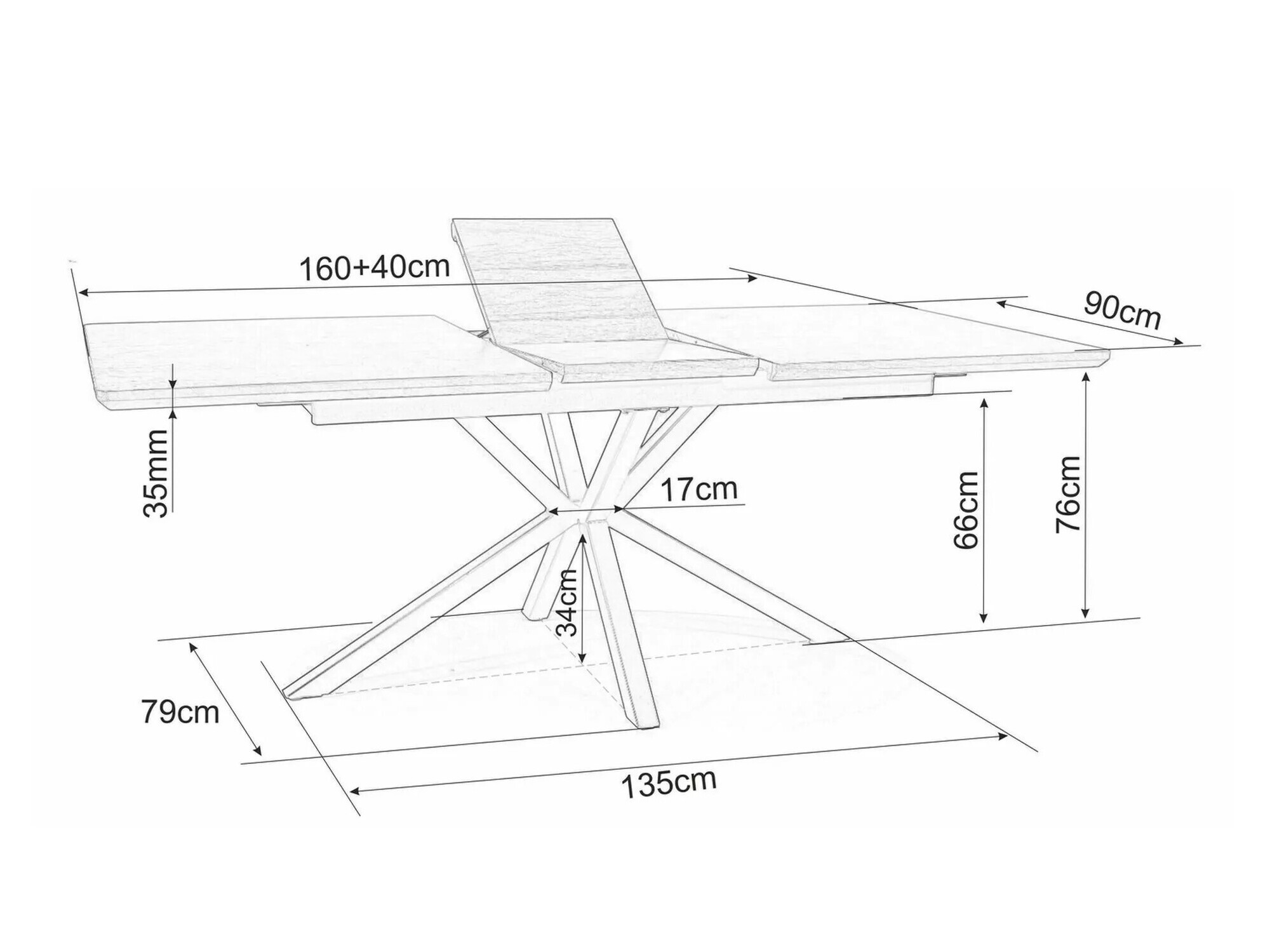 Tafel Detroit 374 (Eiken + Zwart)