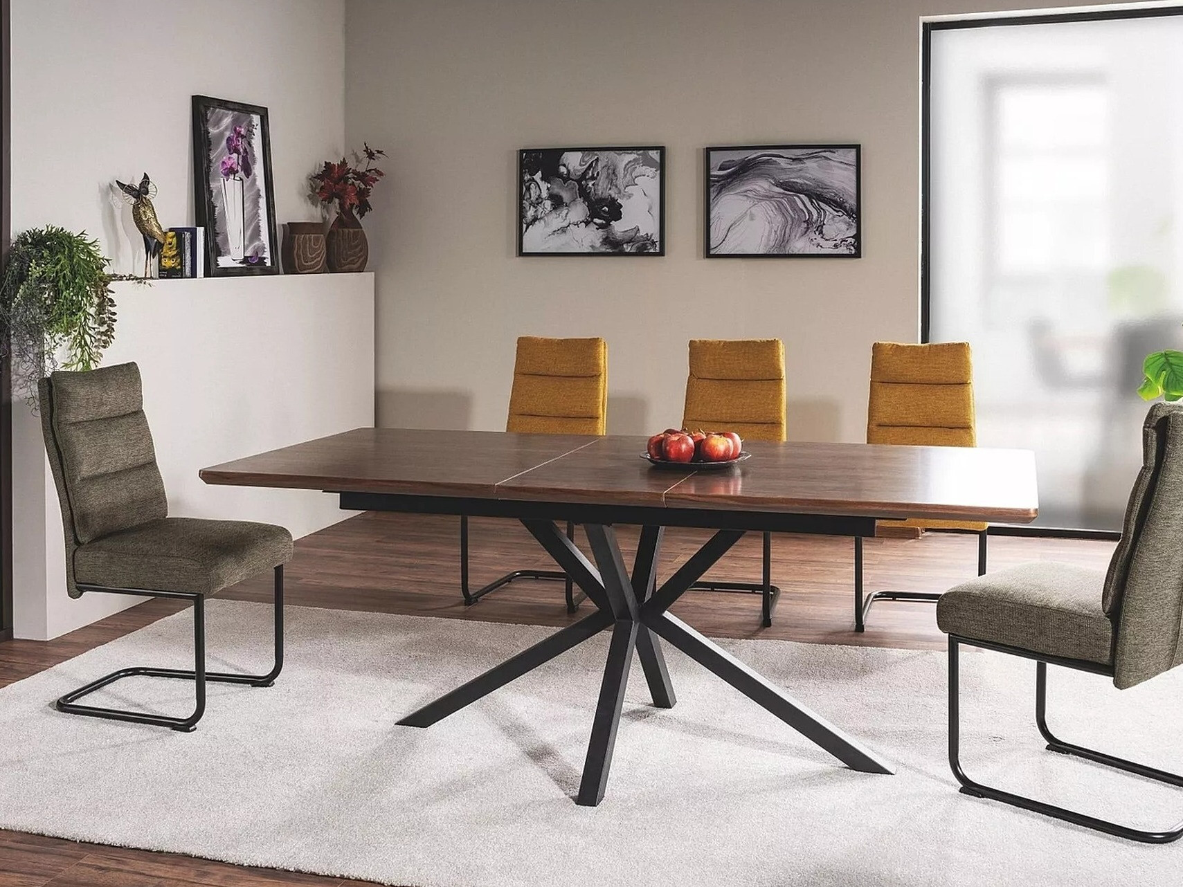 Tafel Detroit 374 (Notenhout + Zwart)