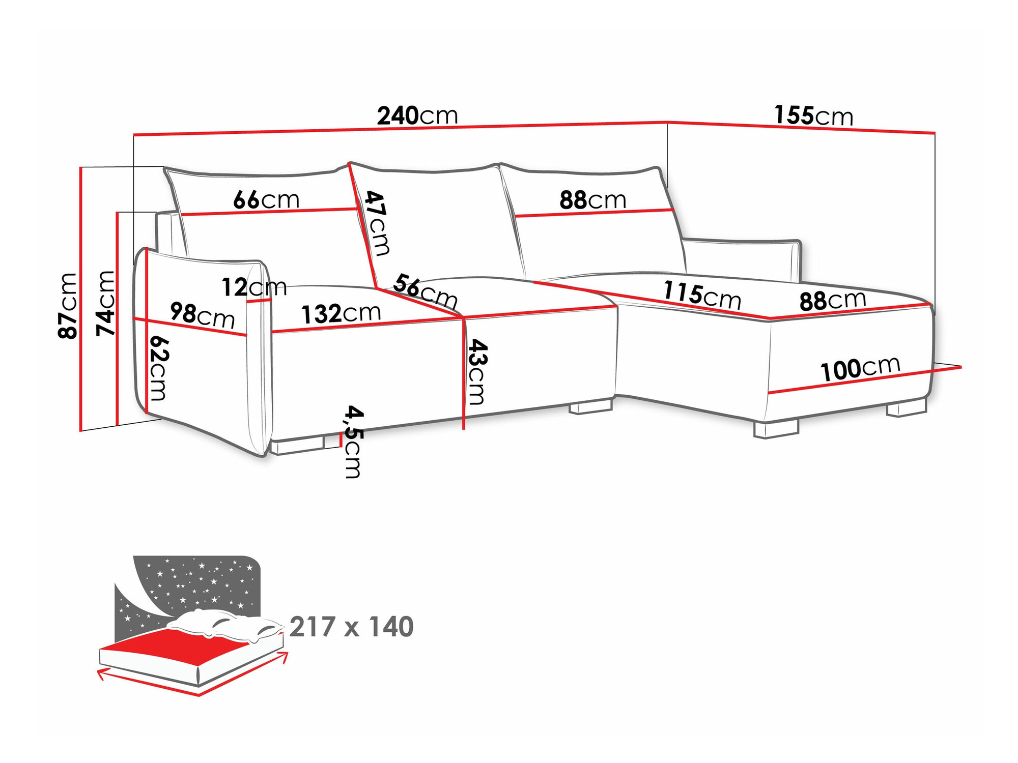 Hoekbank Columbus 226 (Soul 10)