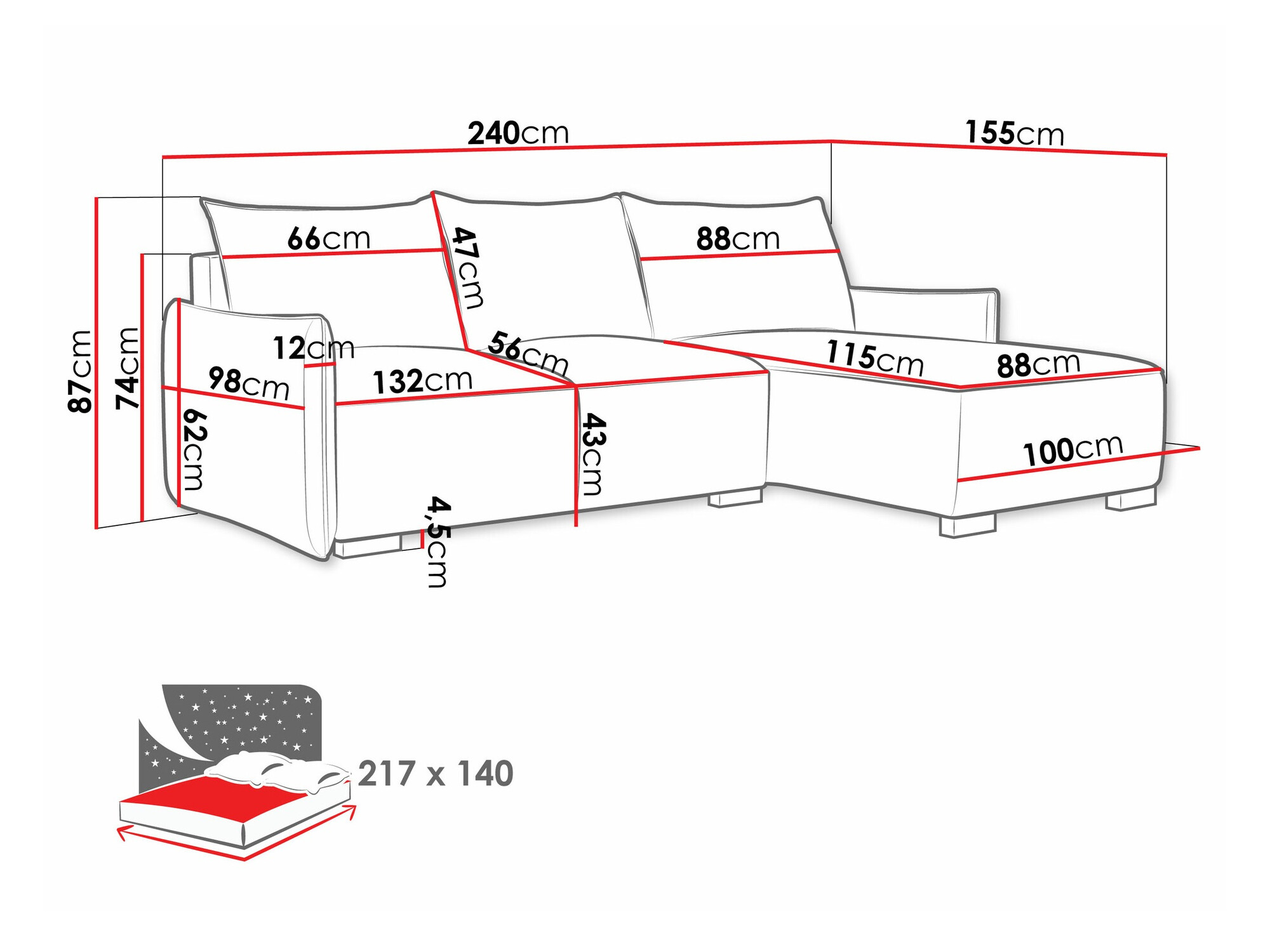 Hoekbank Columbus 226 (Soul 18)