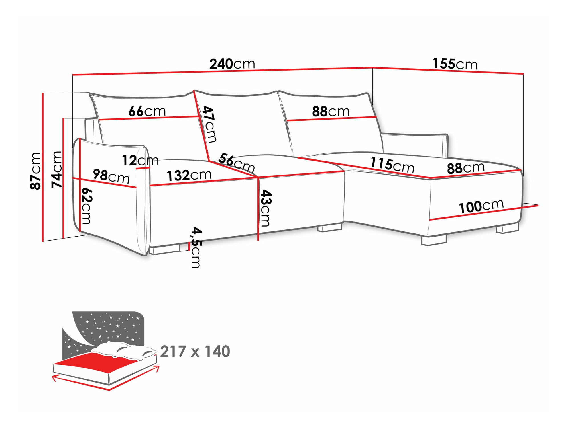 Hoekbank Columbus 226 (Soul 1)