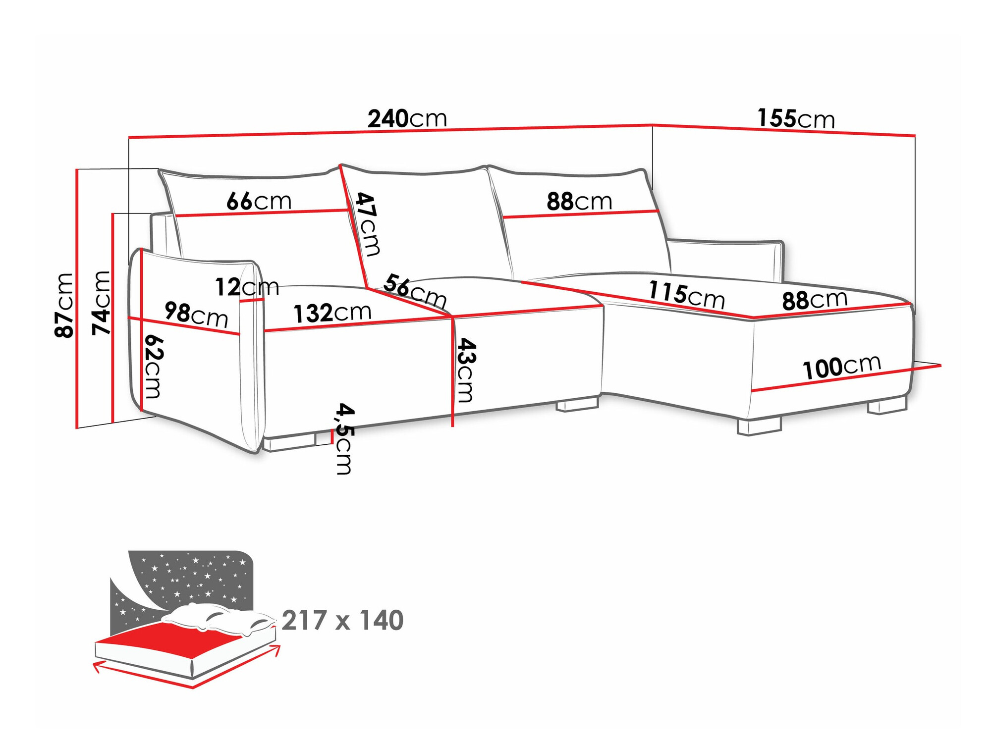Hoekbank Columbus 226 (Soul 20)