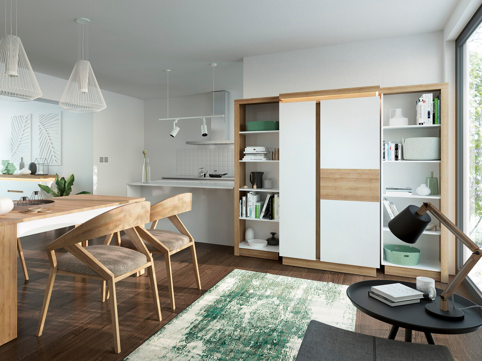 Boekenkast Feldeli 129 (Wit + Eiken)