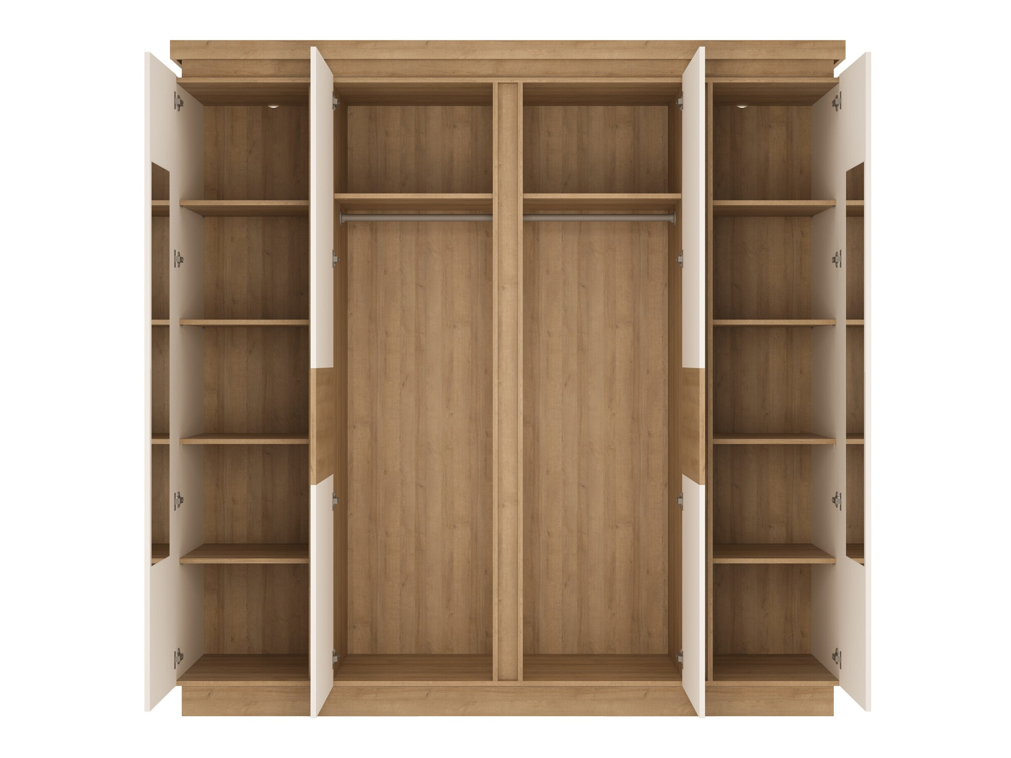 Kledingkast Feldeli 116 (Riviera eiken + Glanzend wit)