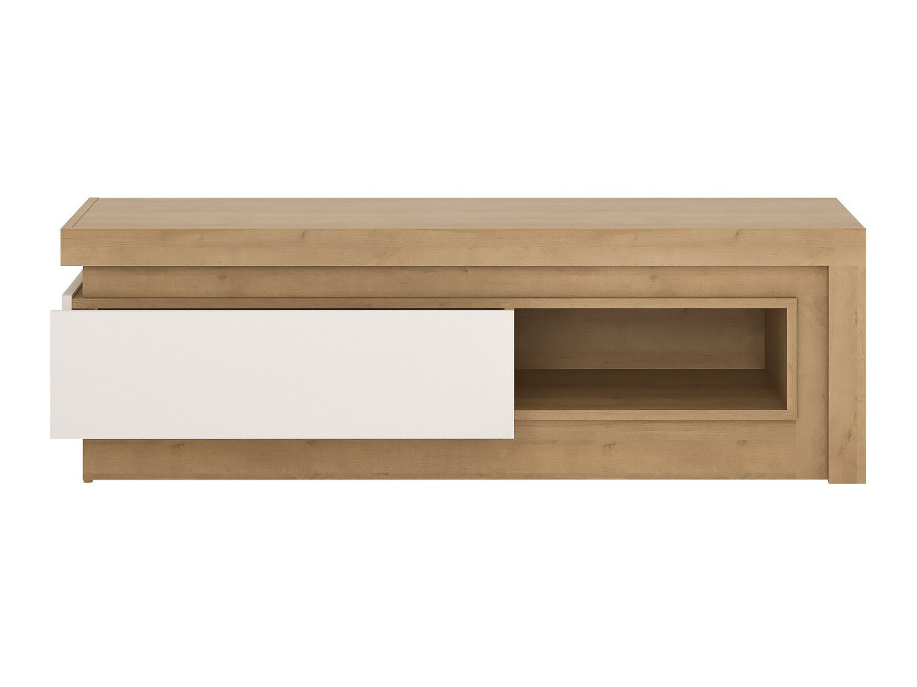 TV-meubel Feldeli 102 (Riviera eiken + Glanzend wit)