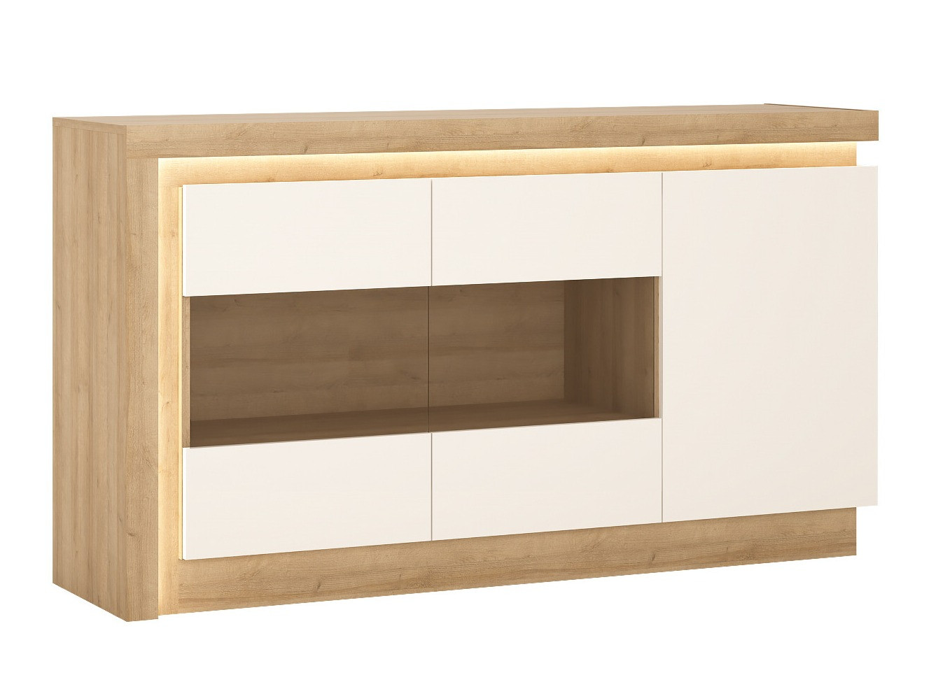 Dressoir Feldeli 104 (Riviera eiken + Glanzend wit)