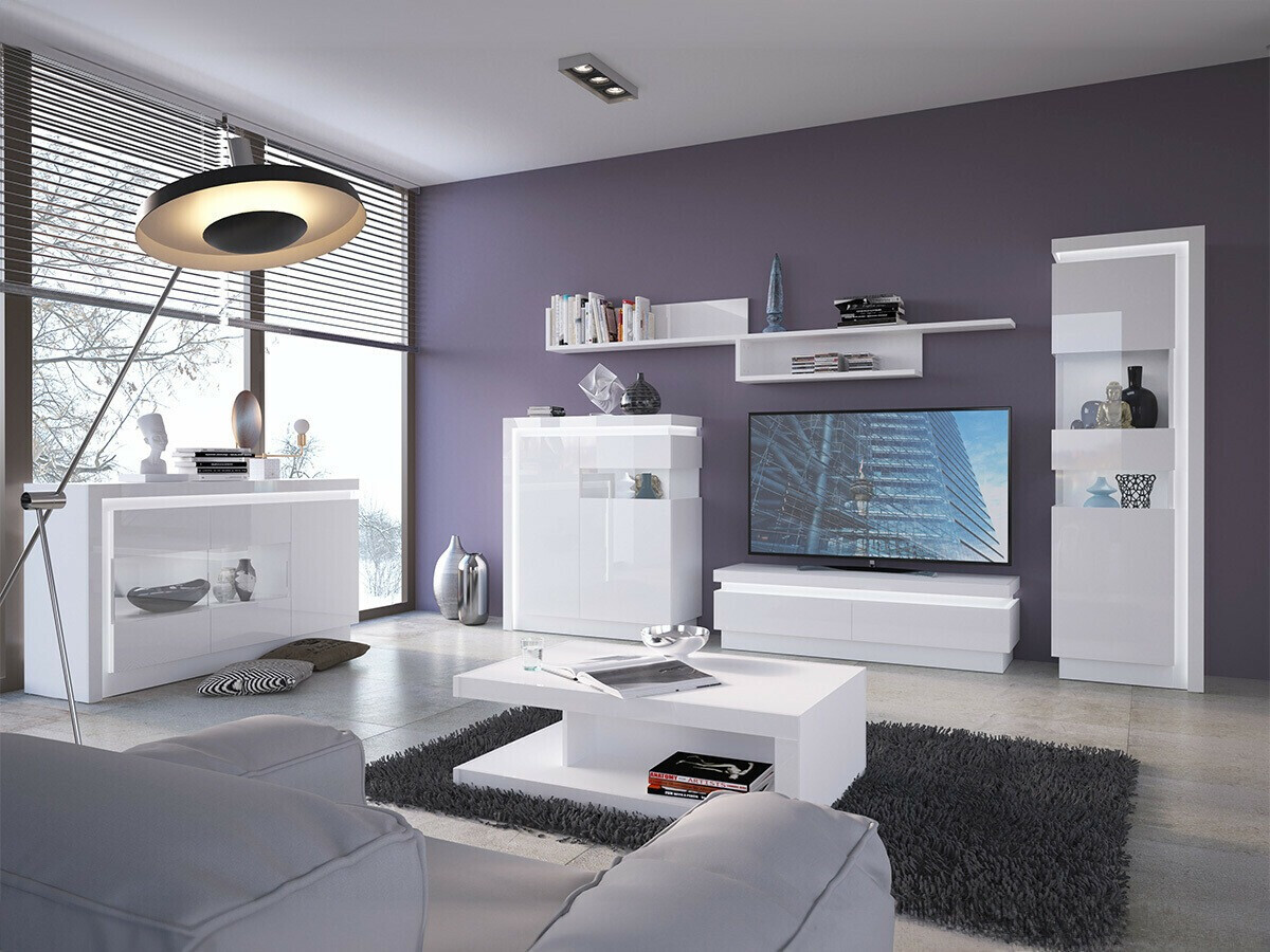 Dressoir Feldeli 104 (Wit + Glanzend wit)