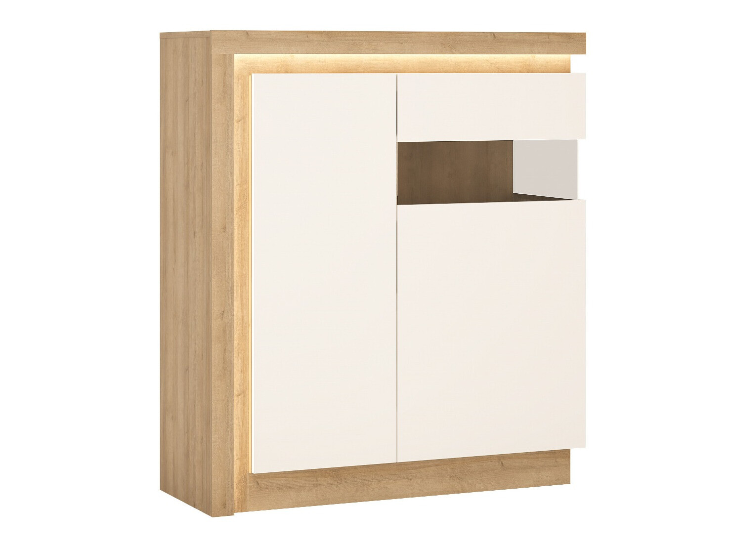 Dressoir Feldeli 112 (Riviera eiken + Glanzend wit)