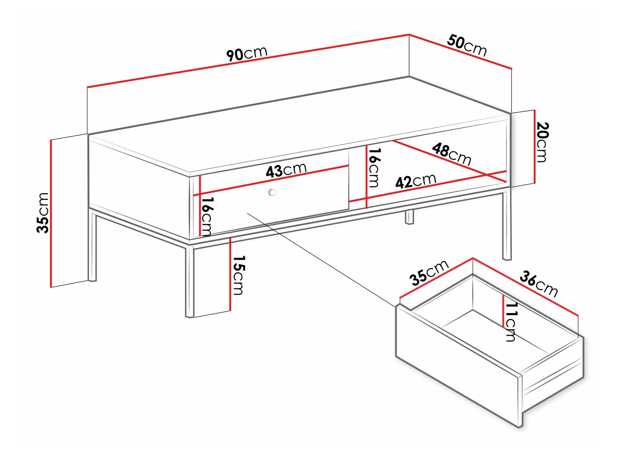 Salontafel Comfivo Etmore 102 (Grijs)