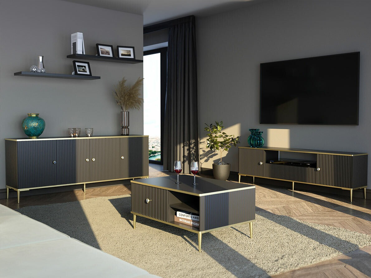 Woonkamerset Romciro 103 (Zwart + Gouden)