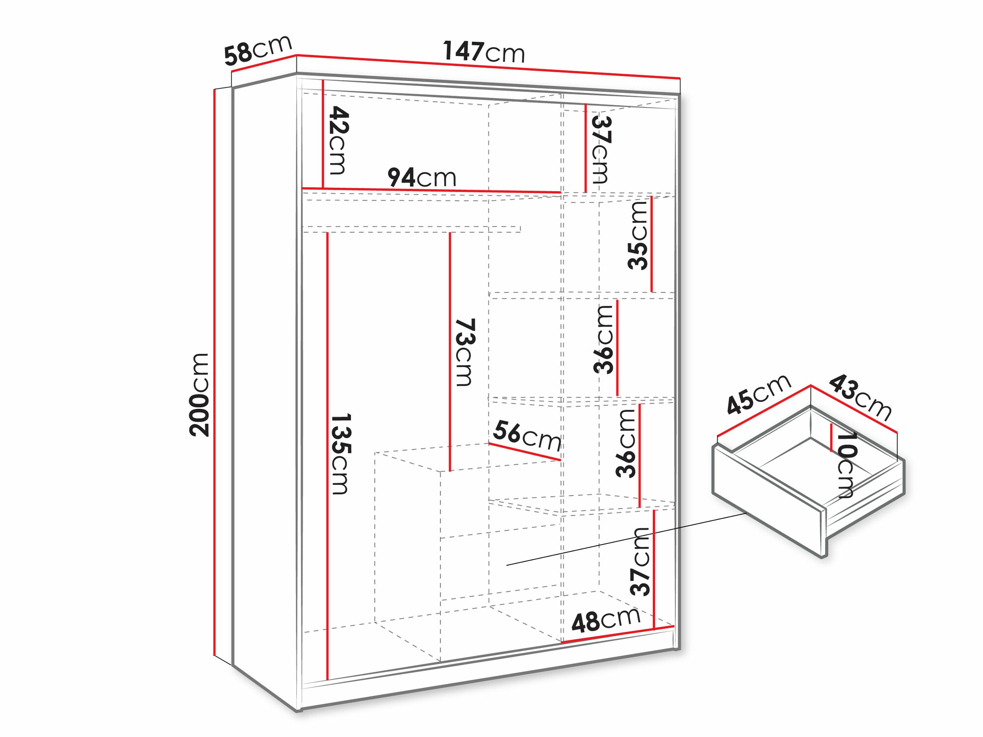 Kledingkast Rosa (Paars)