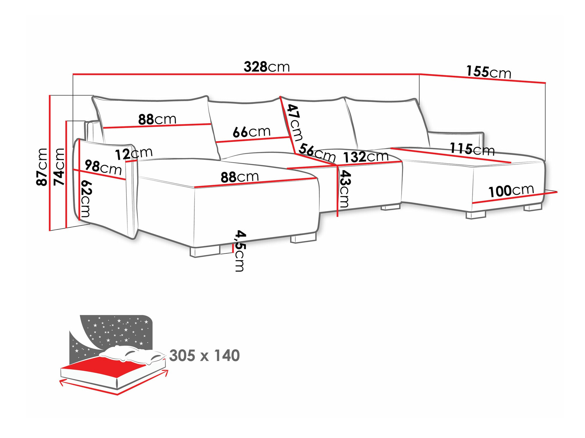 Hoekbank Columbus 218 (Soul 3)