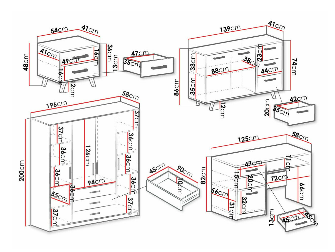Meubelset Dortivu 150 (Paars)