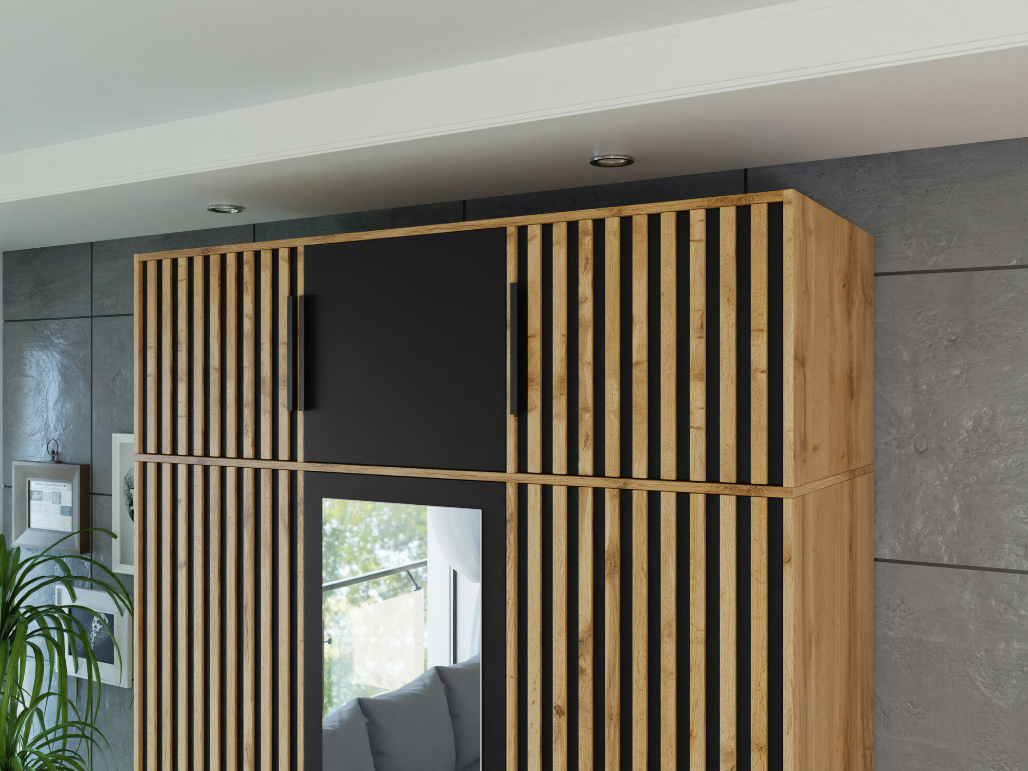 Dressoir Collis I (Wotan eik + Zwart)