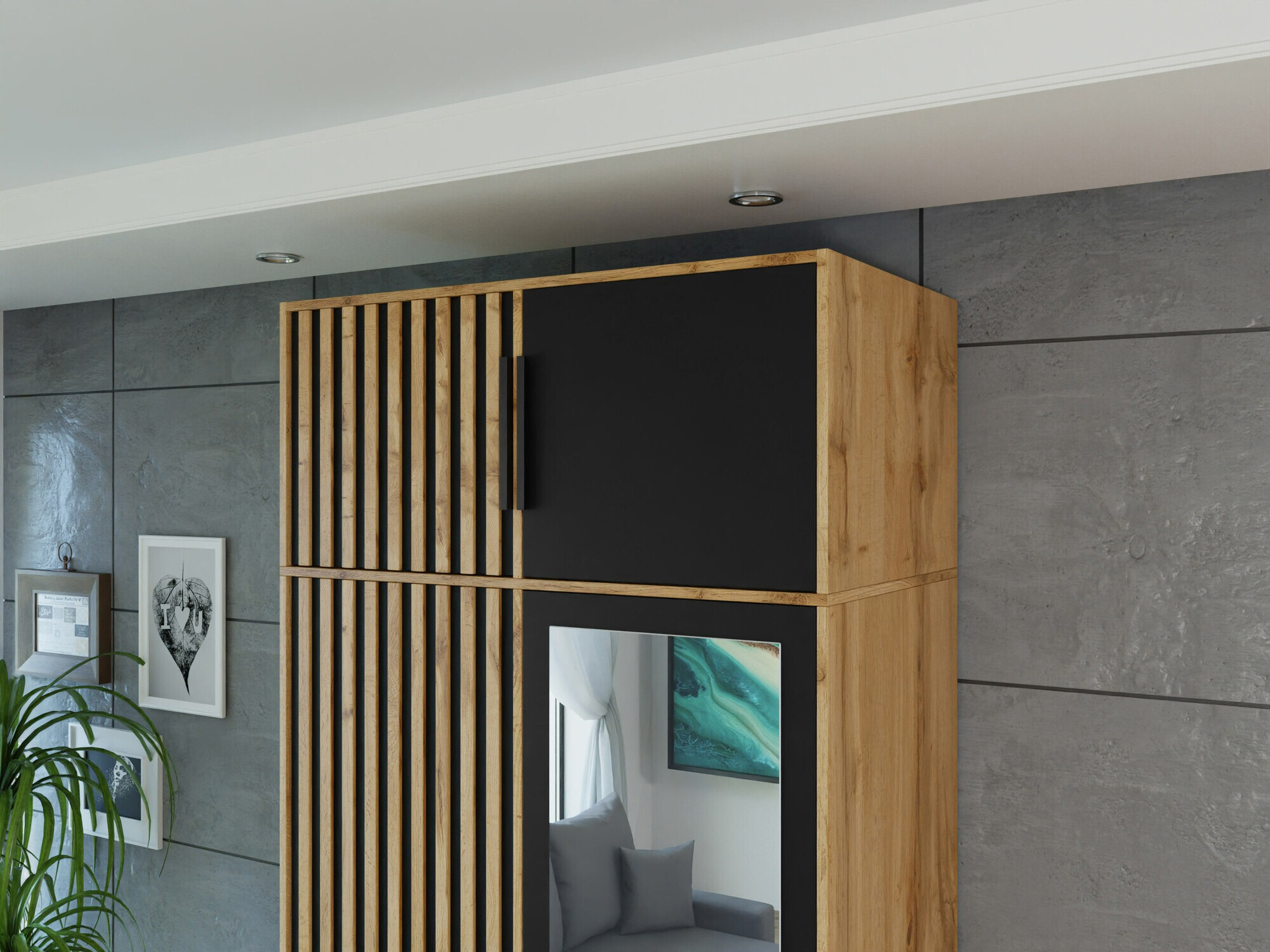 Dressoir Enolevo 103 (Wotan eik + Zwart)