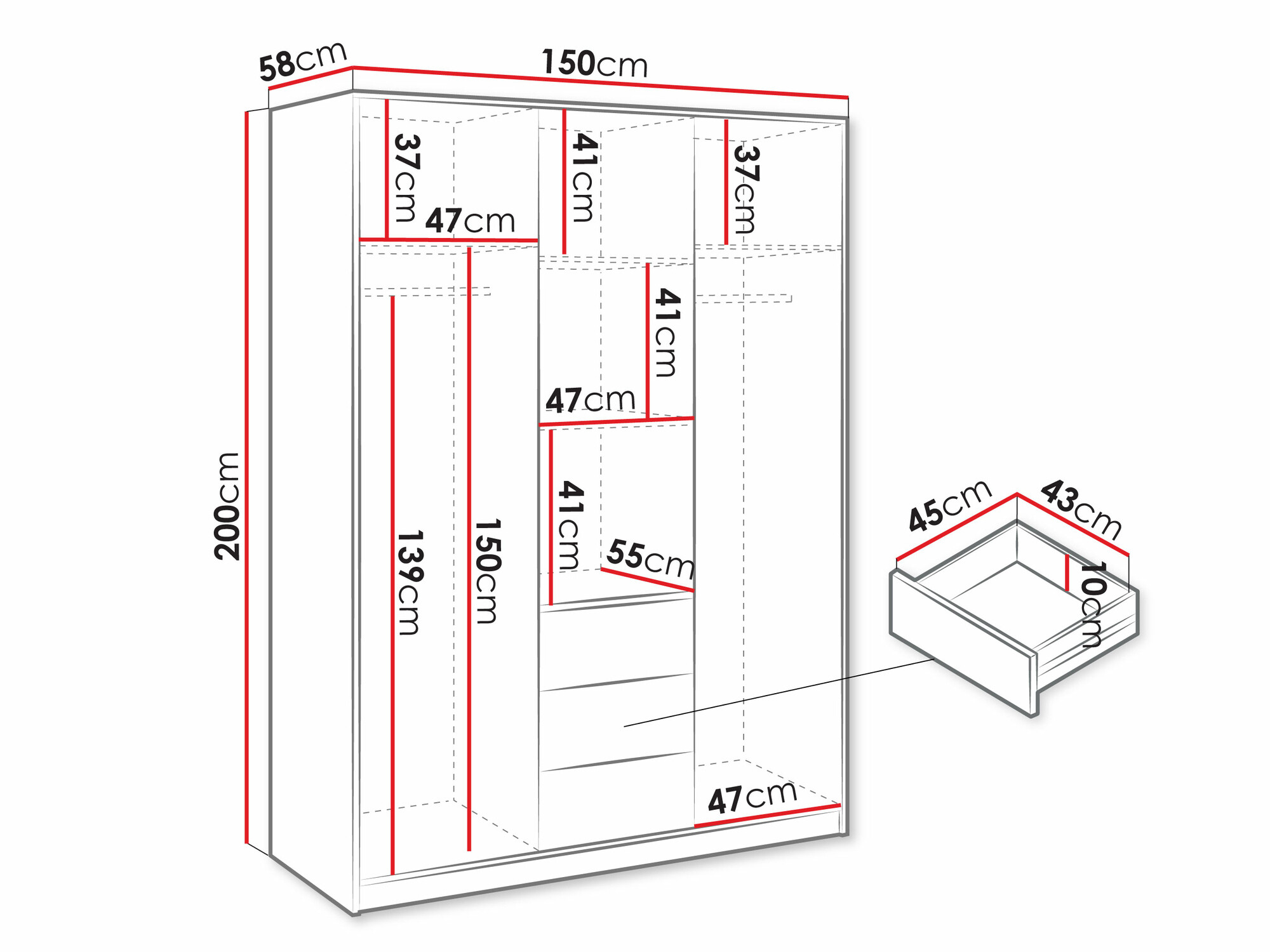 Kledingkast Enolevo 106 (Wotan eik + Zwart)