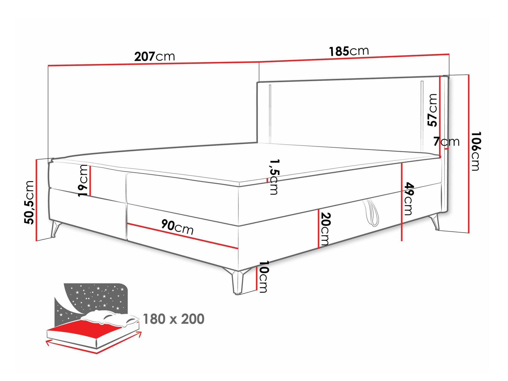 Boxspring Memphis 147 (Manila 02)