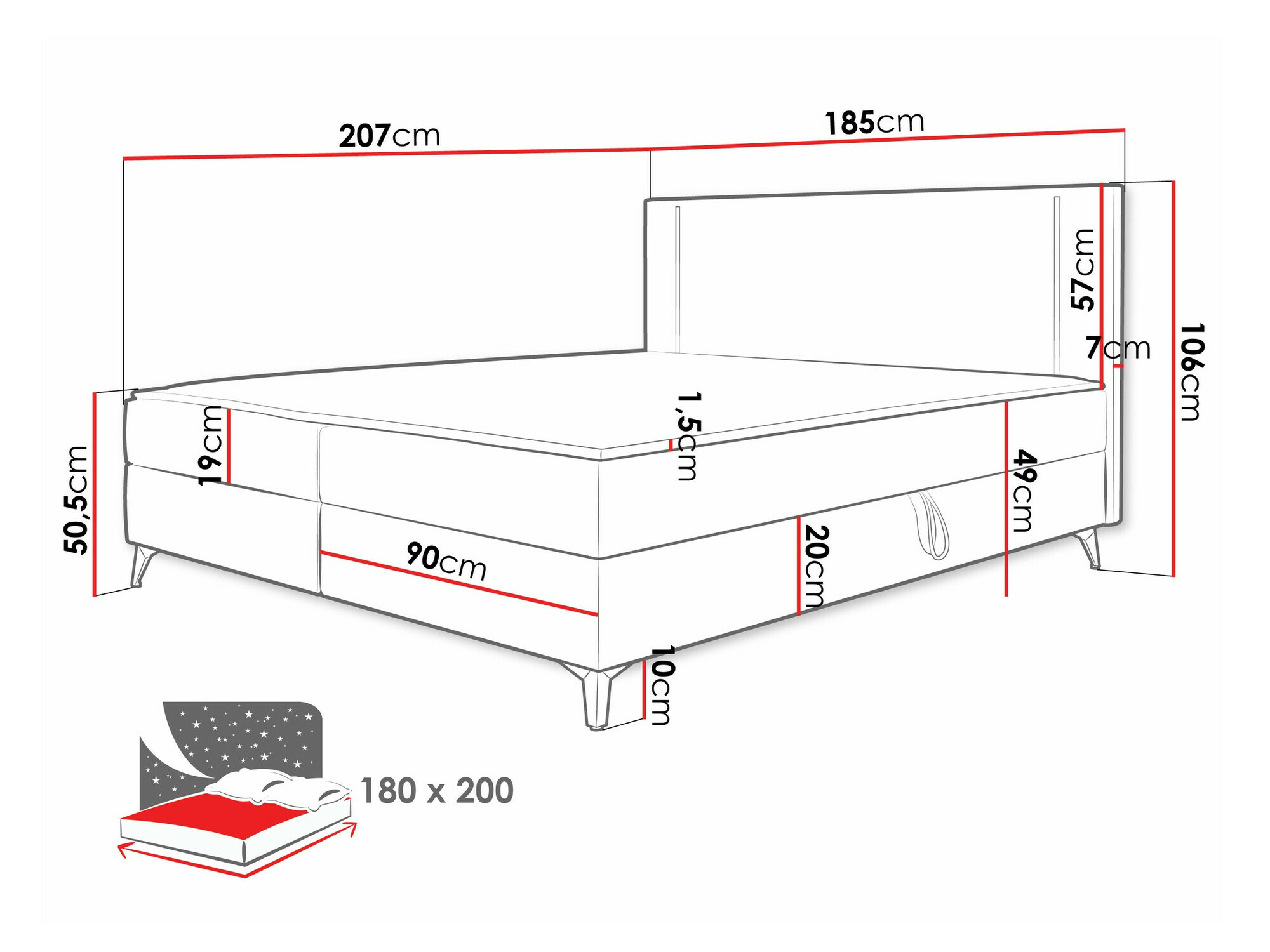 Boxspring Memphis 147 (Manila 09)