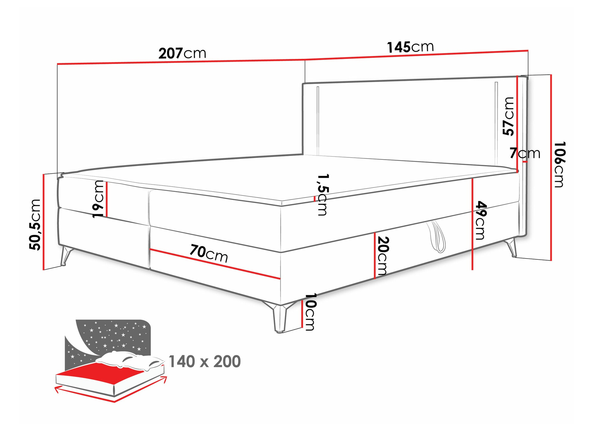 Boxspring Memphis 147 (Manila 14)