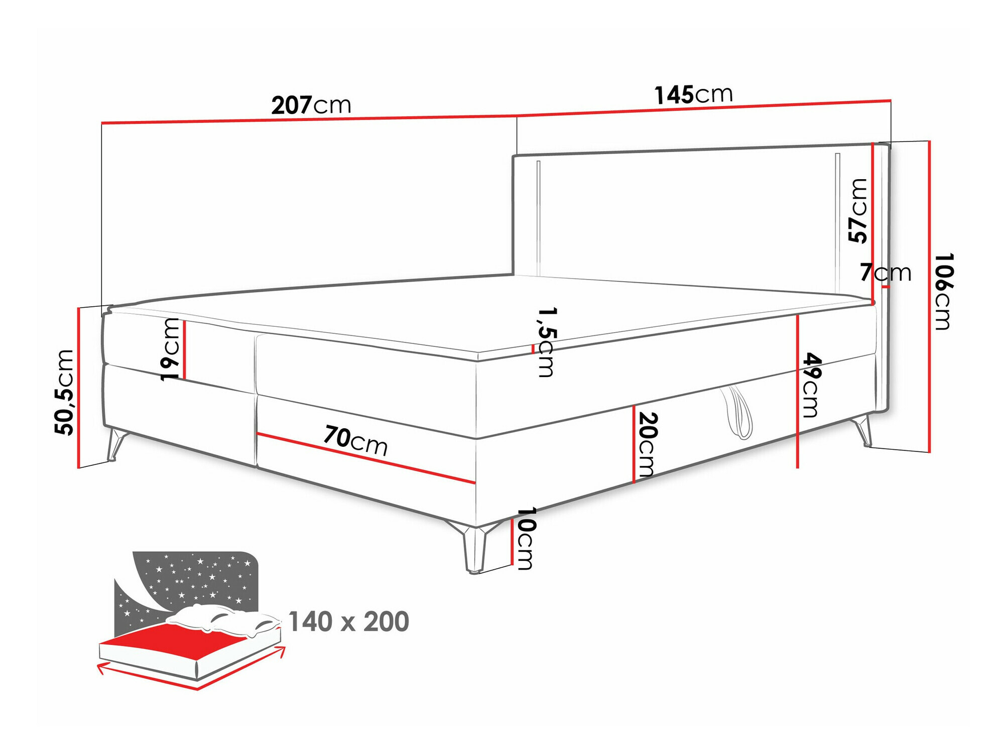 Boxspring Memphis 147 (Manila 37)