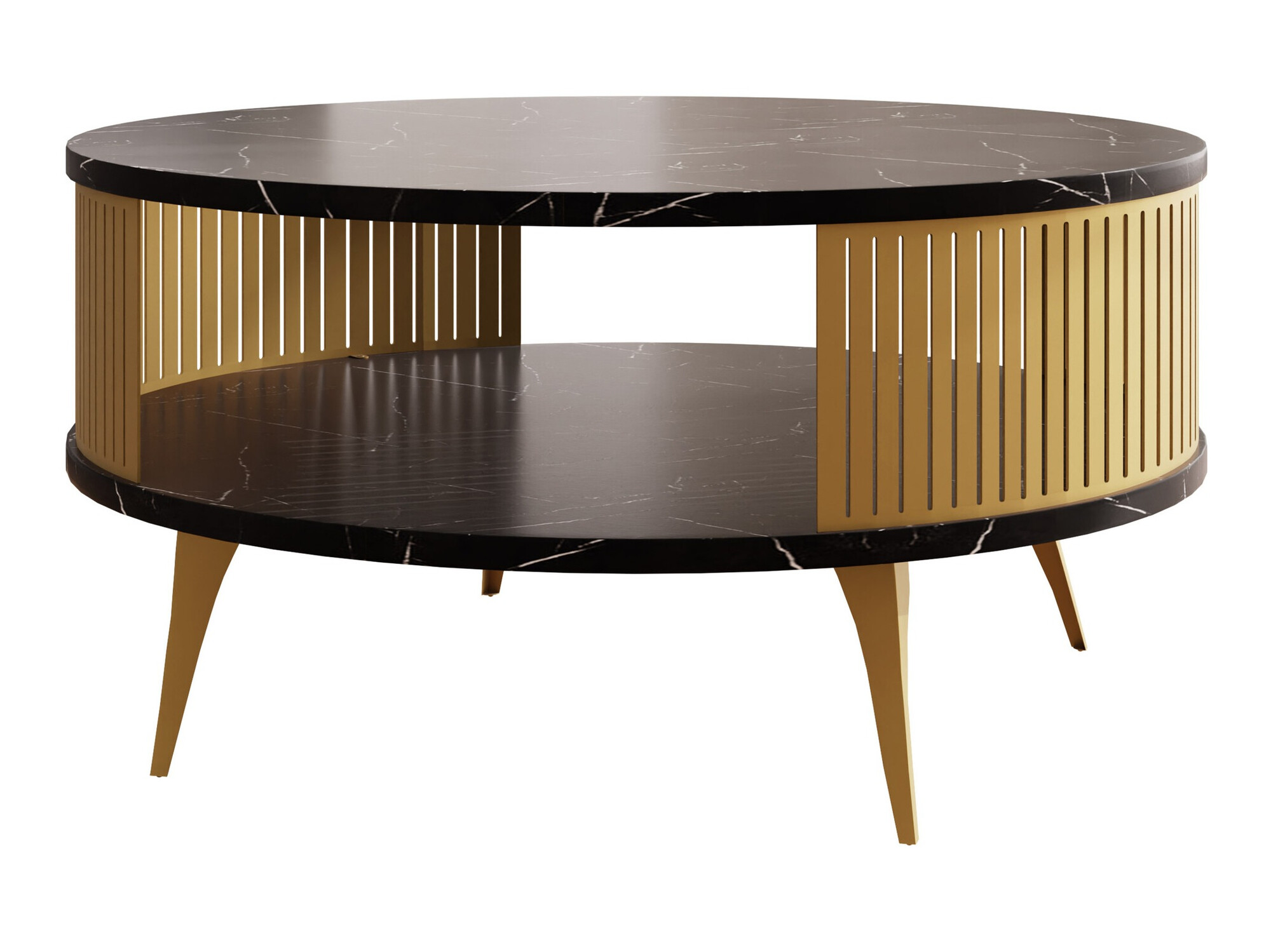 Salontafel Vitum I (Gouden + Zwart marmer)