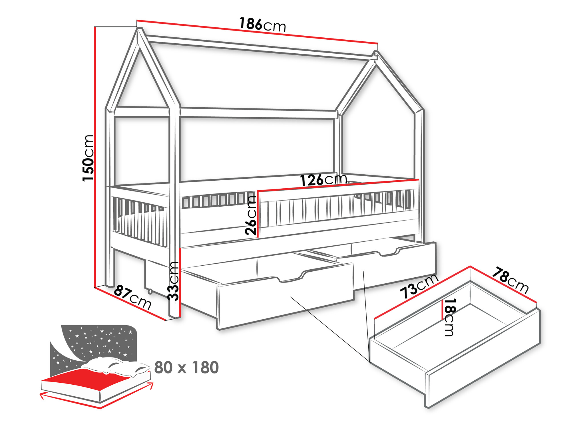 Bed Henderson 167 (Grijs)