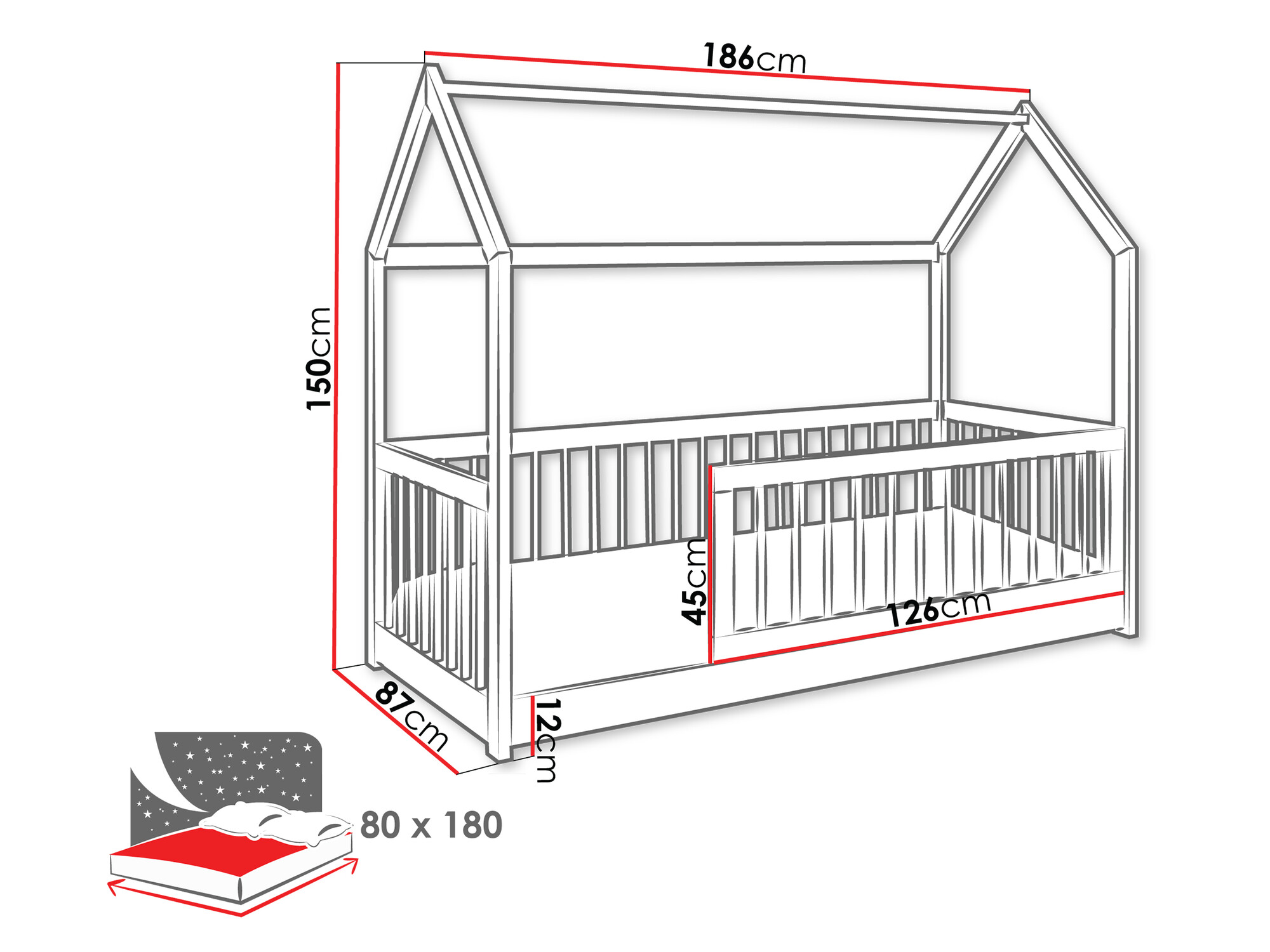 Bed Henderson 168 (Grijs)