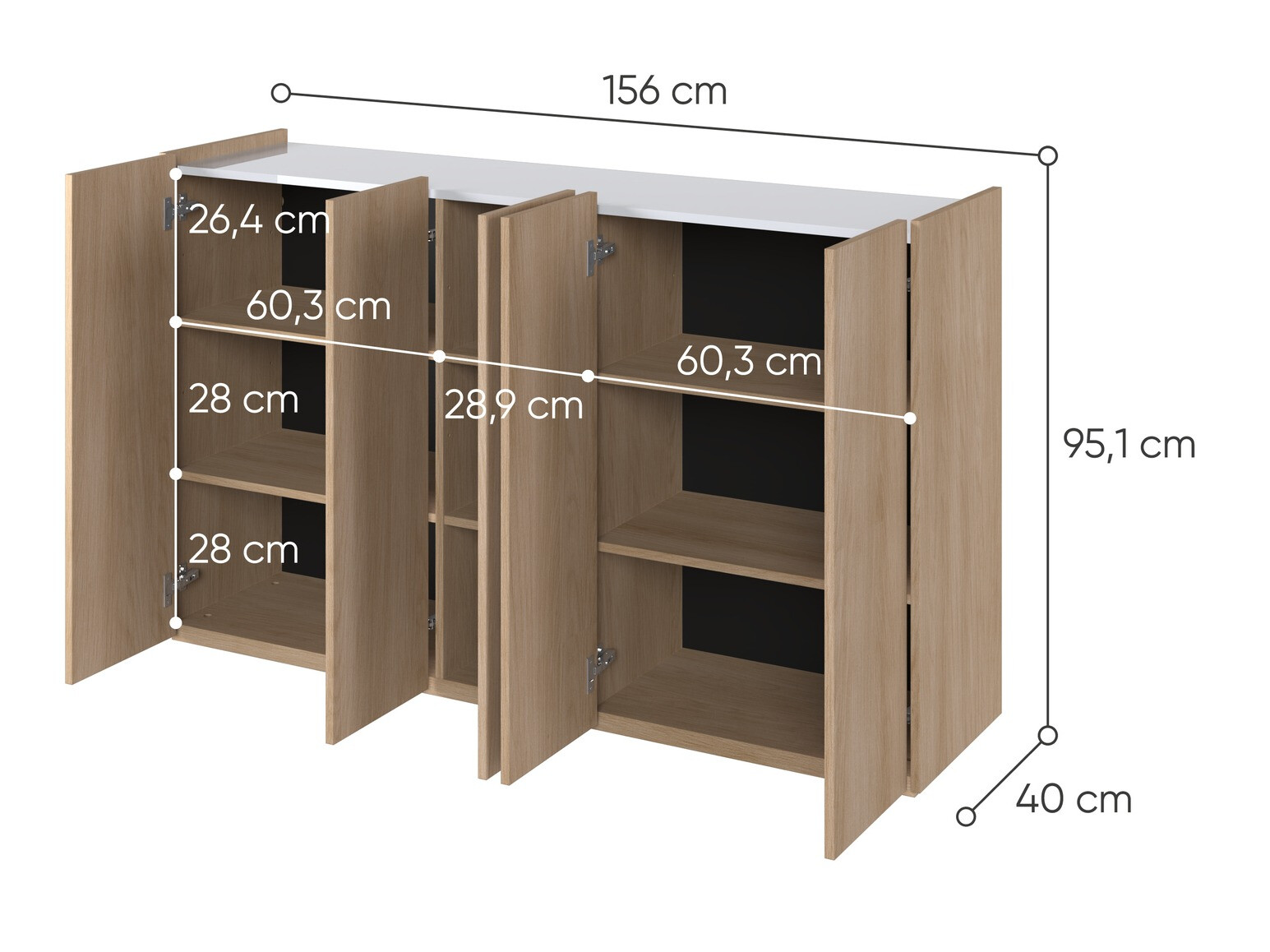 Dressoir Fresno 147 (Eiken)