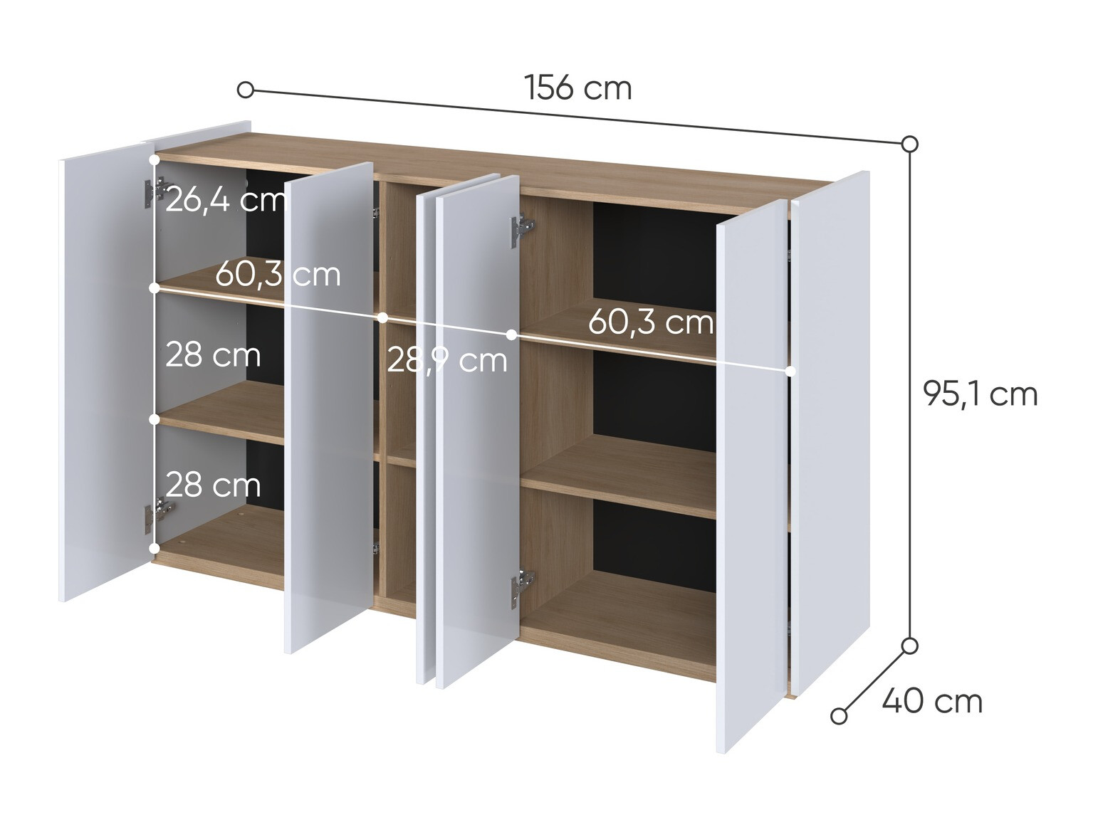 Dressoir Fresno 147 (Glanzend wit)