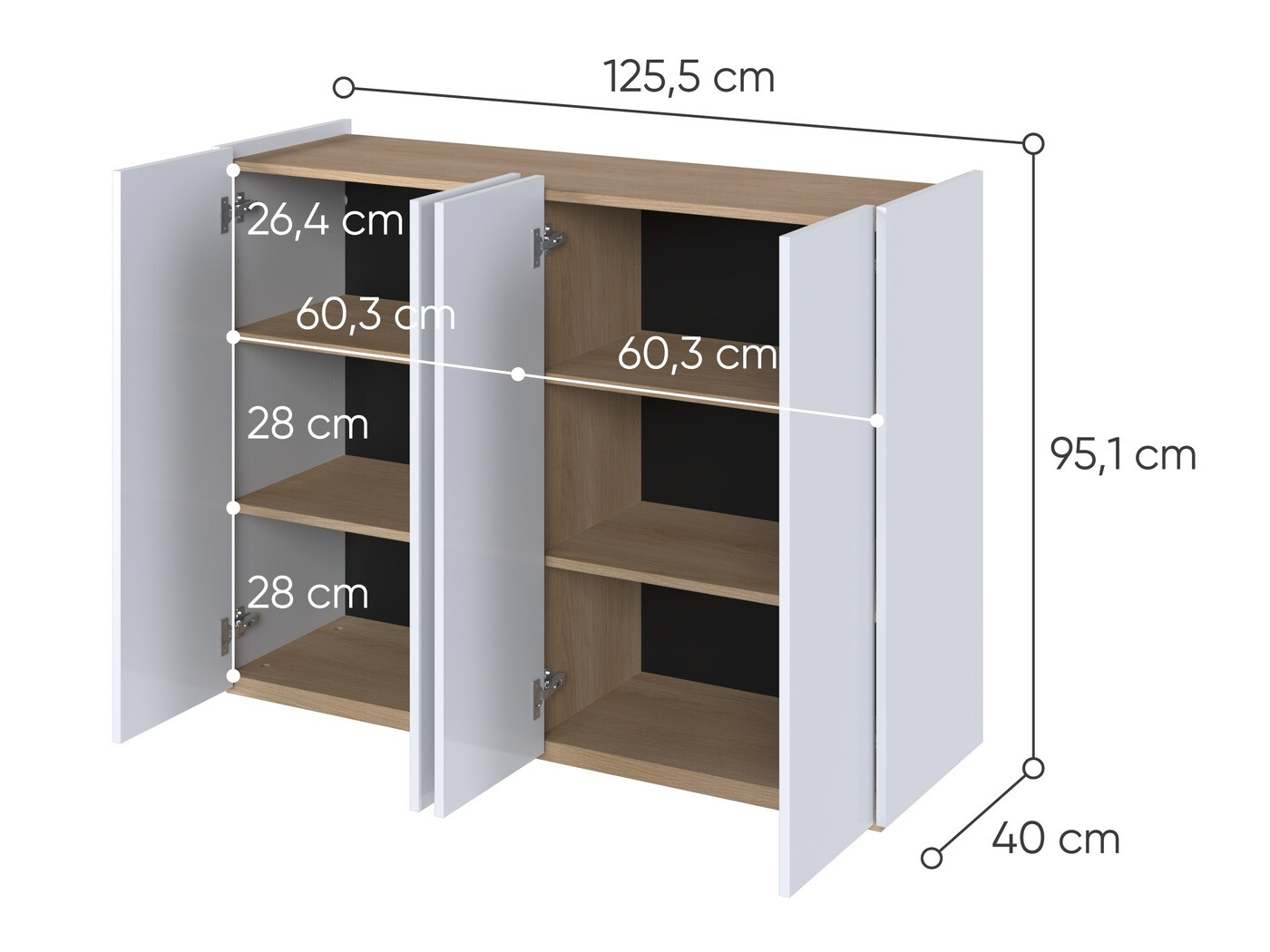 Dressoir Fresno 148 (Glanzend wit)