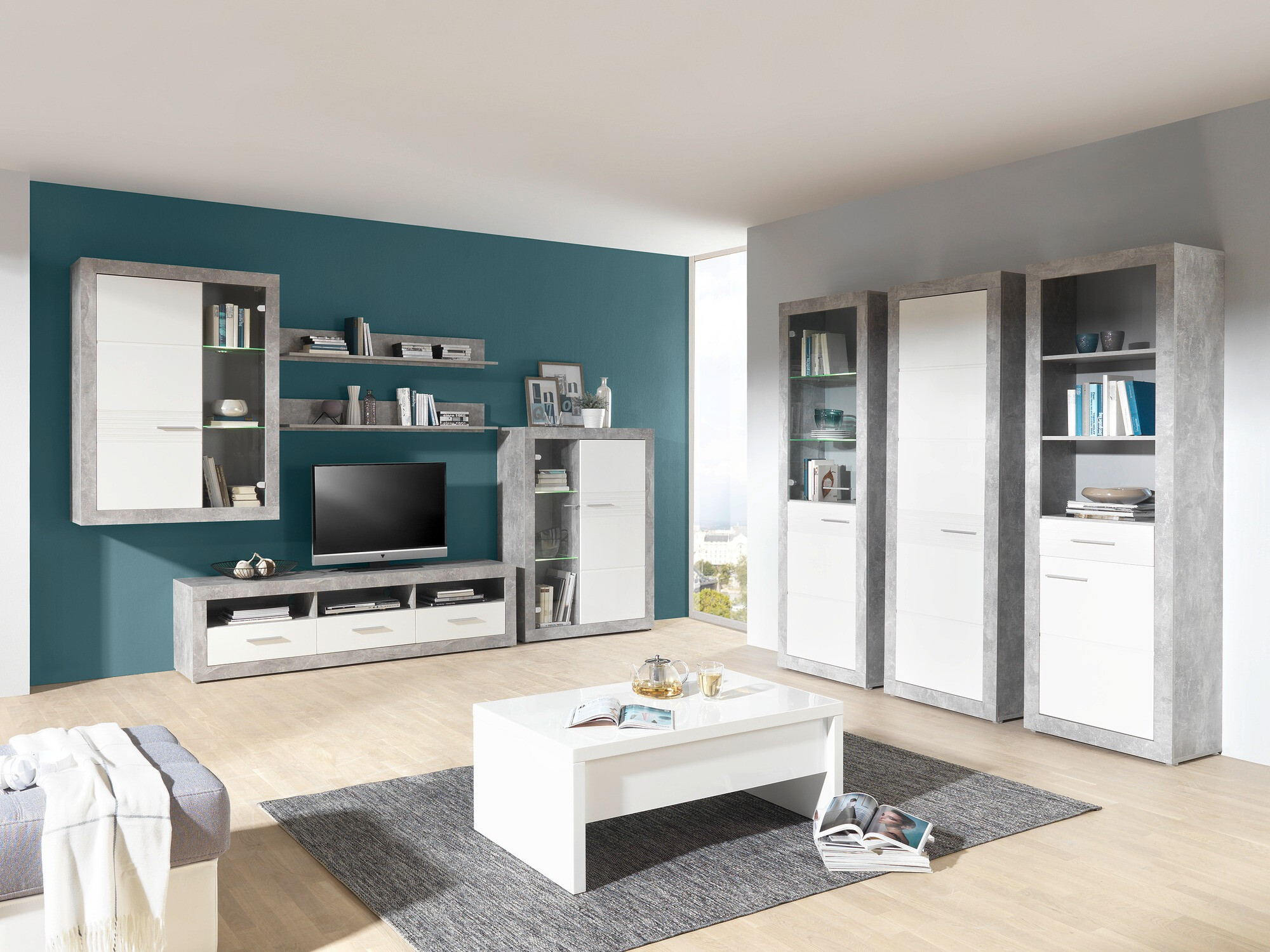 TV-meubel Romfera 103 (Wit + Grijs)