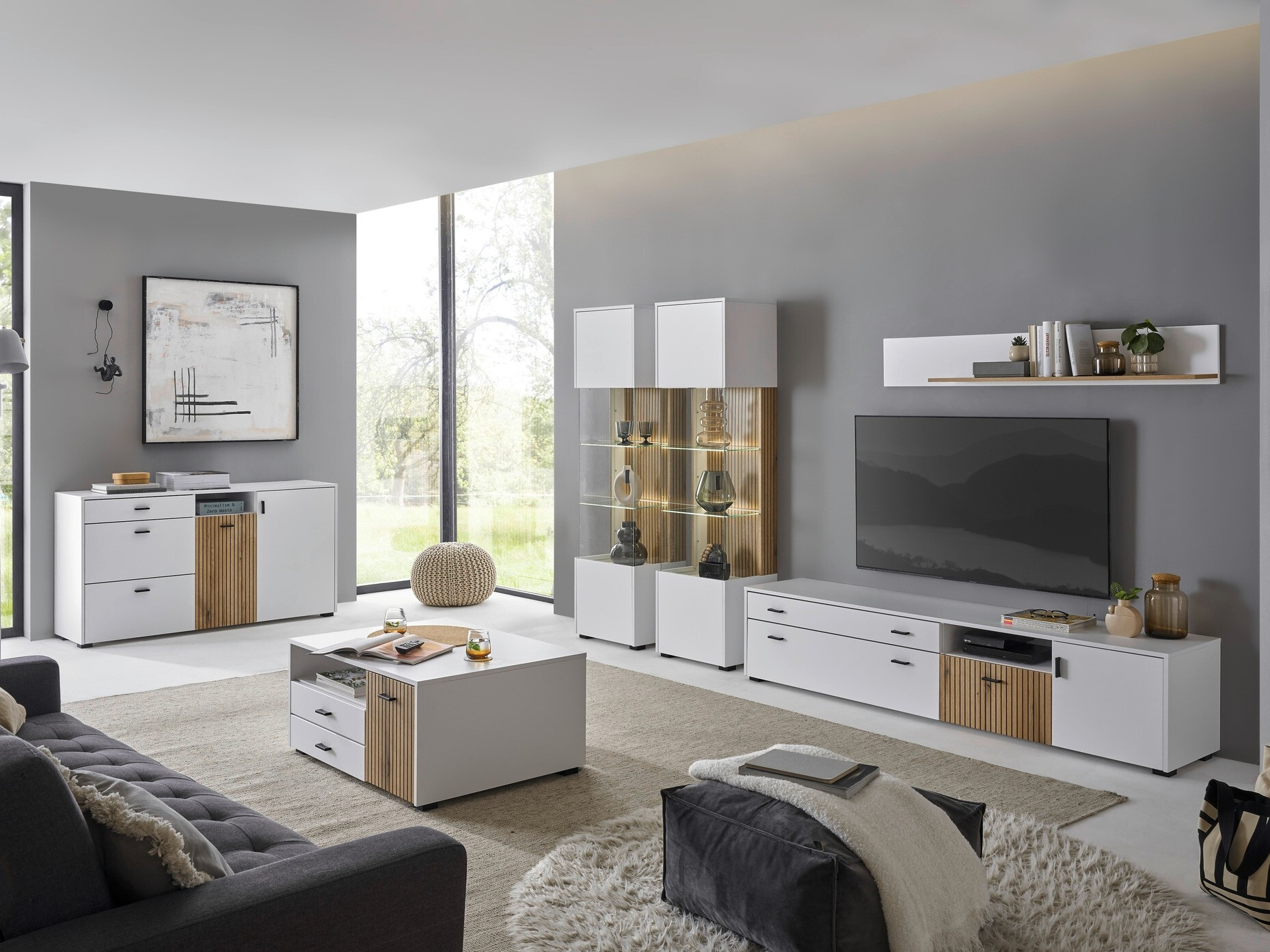 Boekenkast Belmelu 104 (Wit + Eiken)