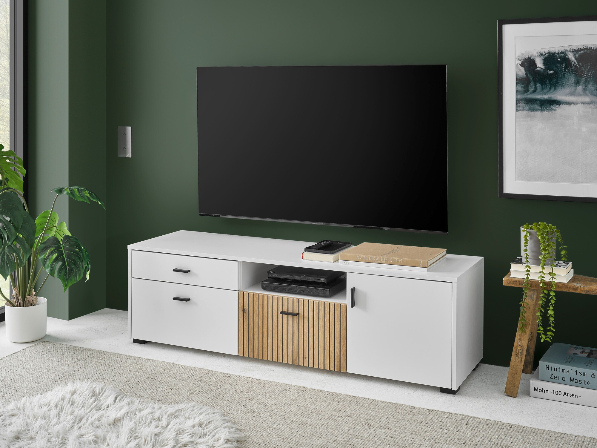 TV-meubel Belmelu 105 (Wit + Eiken)