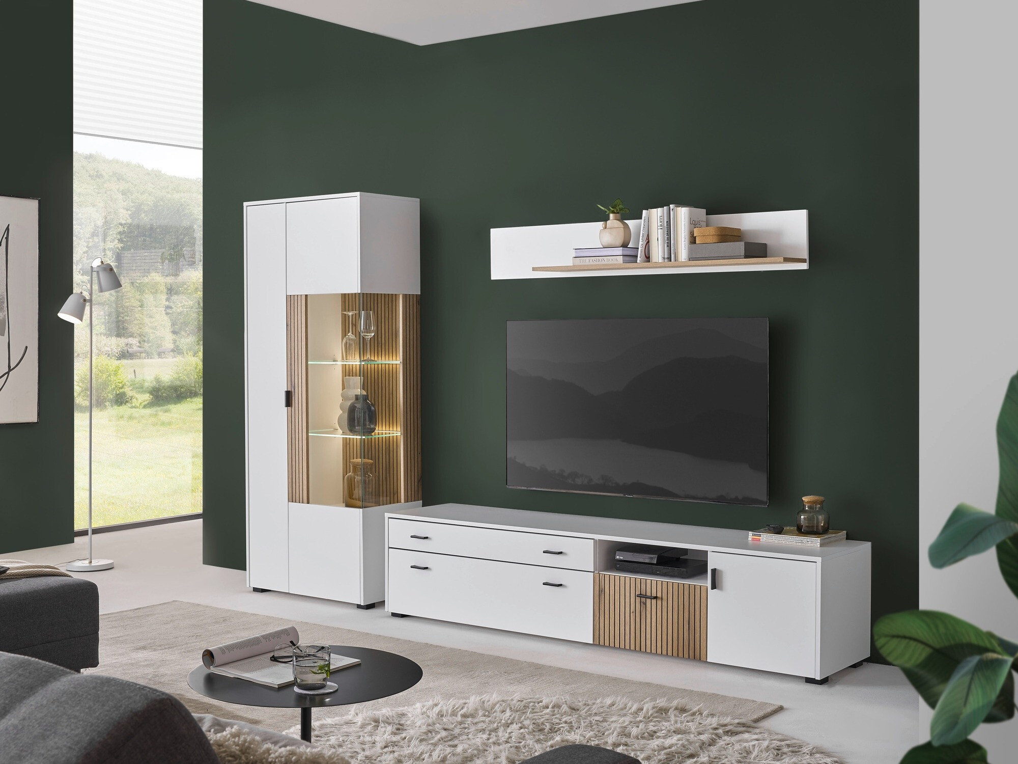 TV-meubel Belmelu 106 (Wit + Eiken)