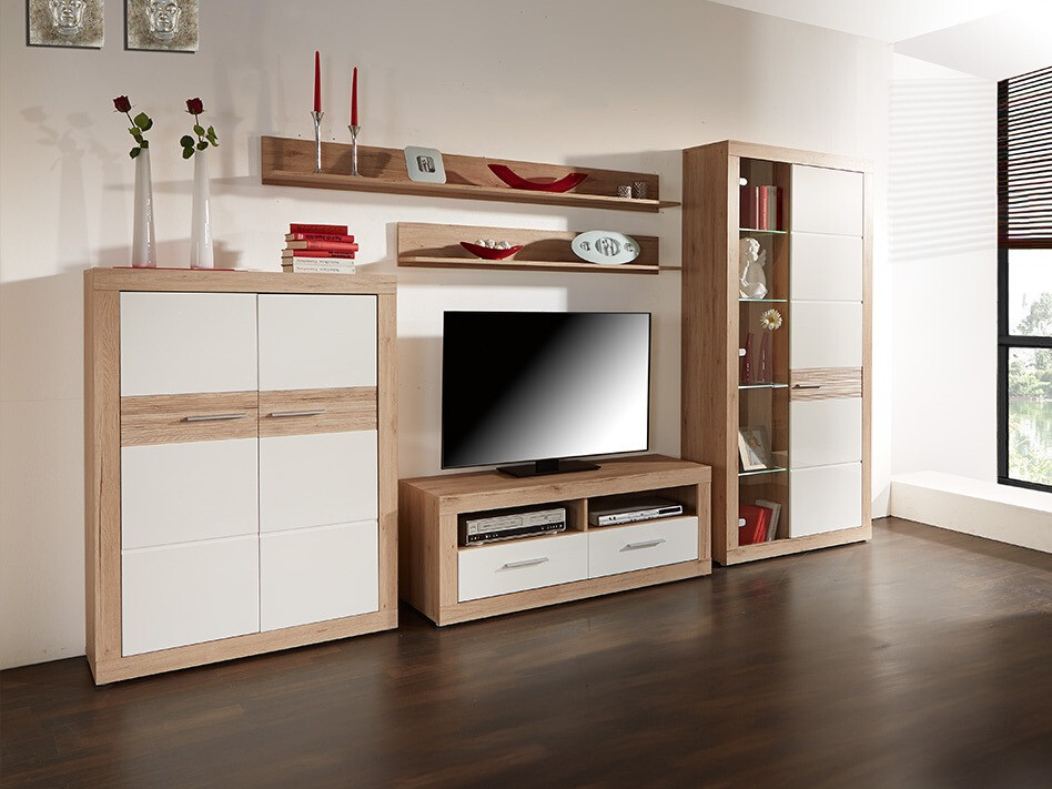 TV-meubel Romfera 102 (Wit + San Remo eik)