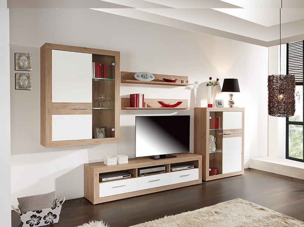 TV-meubel Romfera 103 (Wit + San Remo eik)