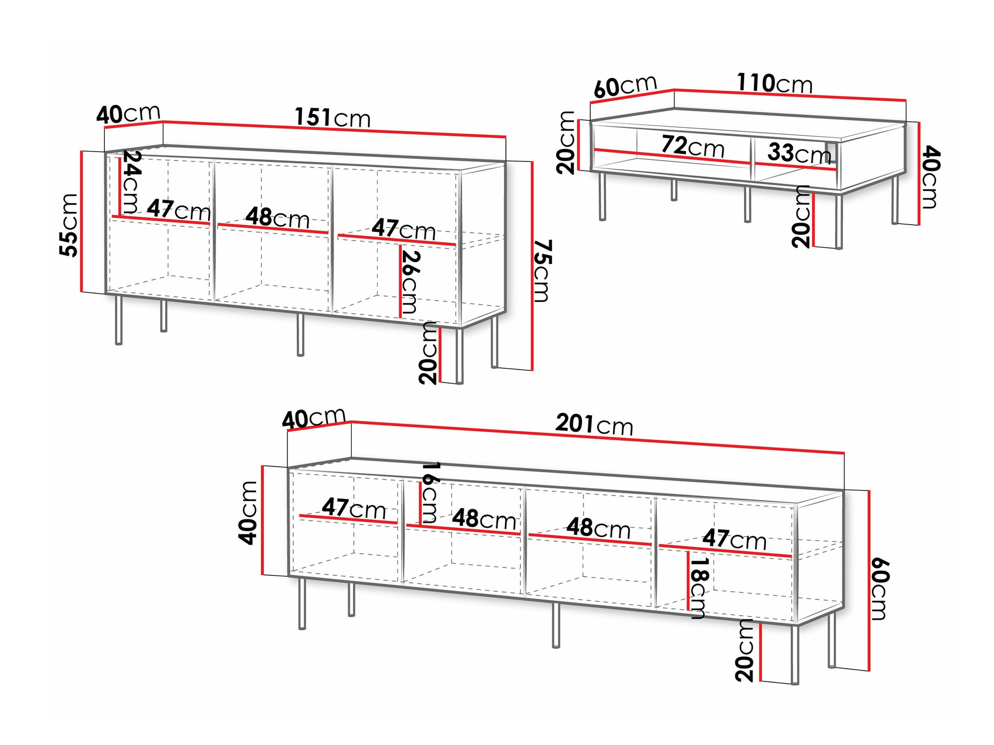 Woonkamerset Monciru 107 (Zwart)