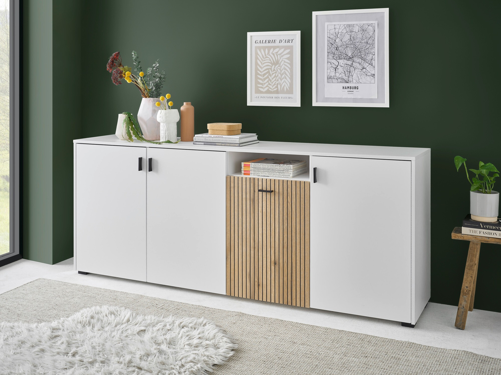 Dressoir Belmelu 108 (Wit + Eiken)
