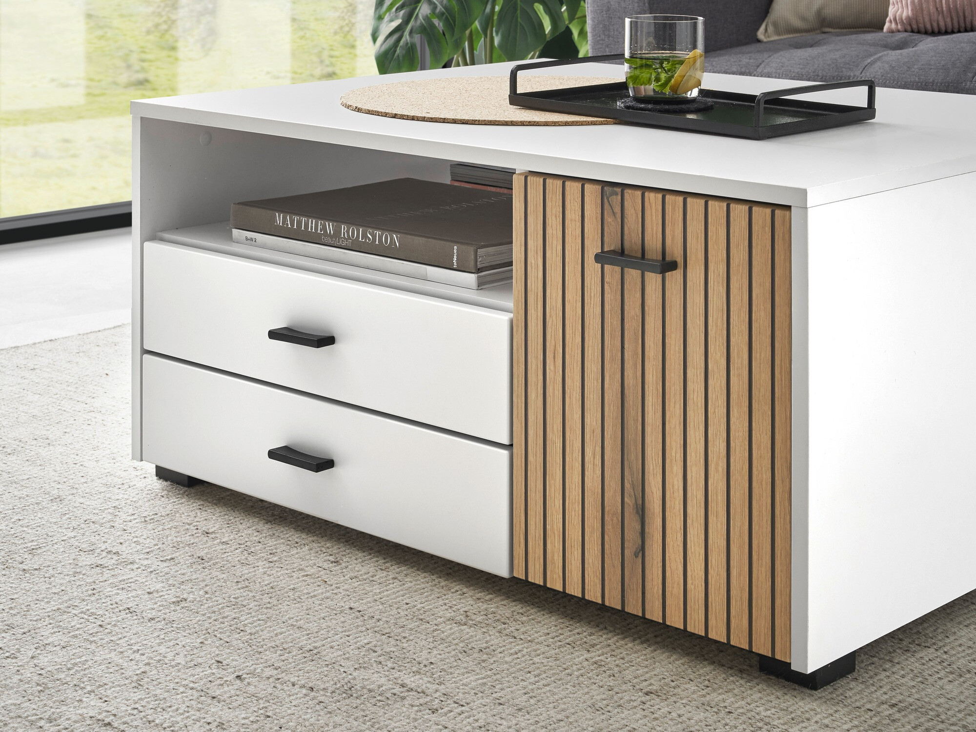 Salontafel Belmelu 109 (Wit + Eiken)