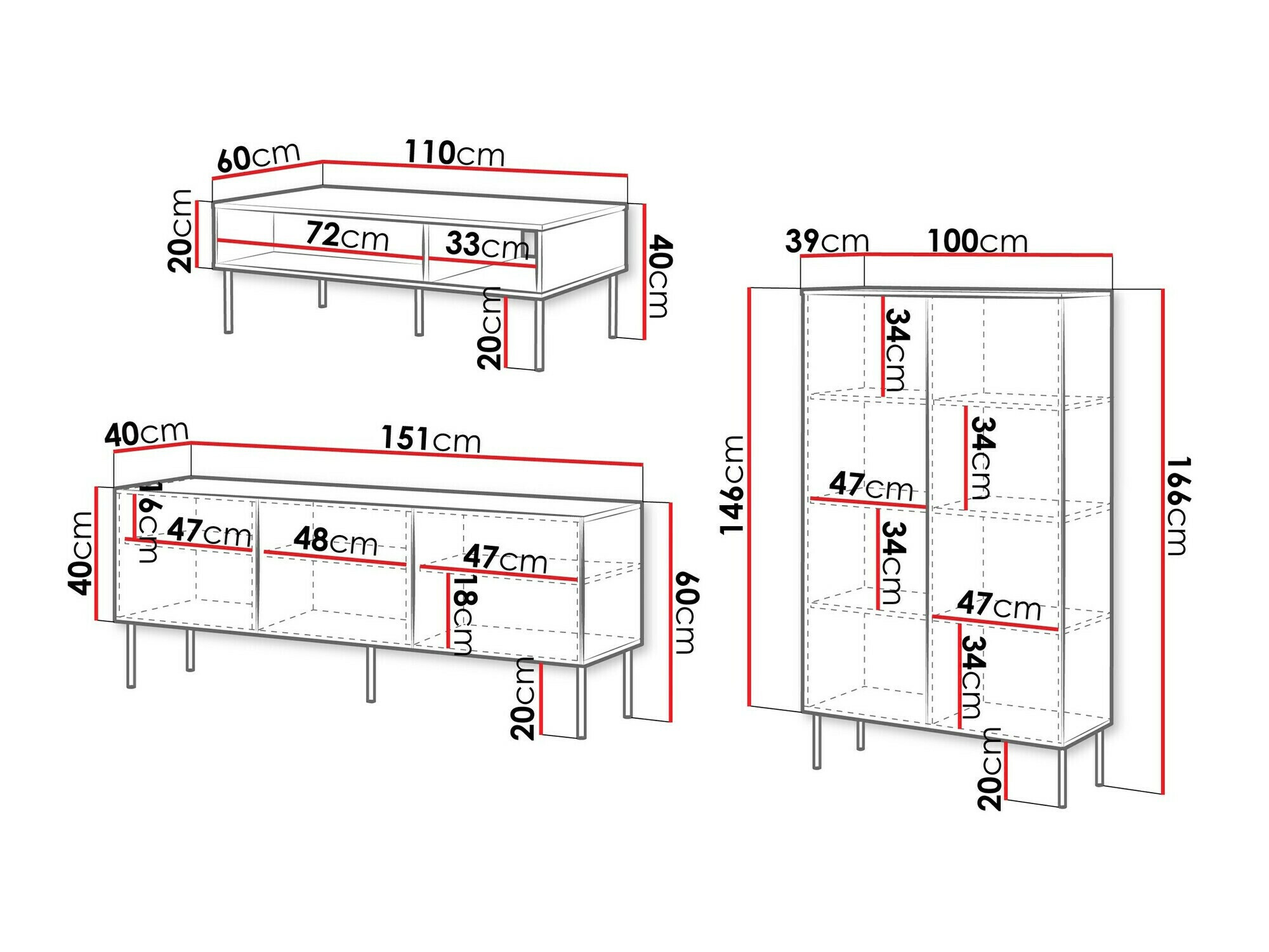 Woonkamerset Monciru 106 (Zwart)